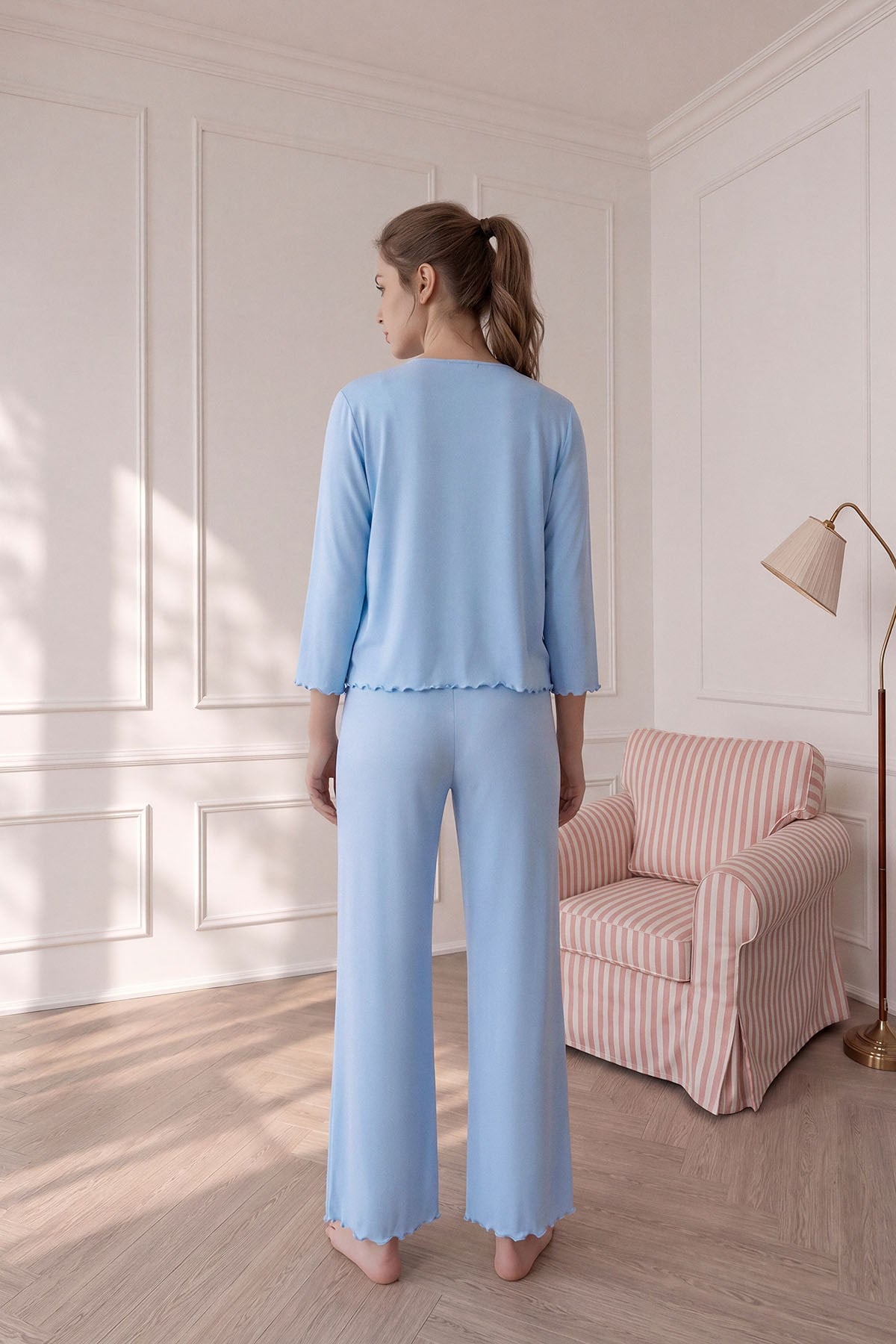 Savanna trio-3 parça pijama takım Bebe mavi