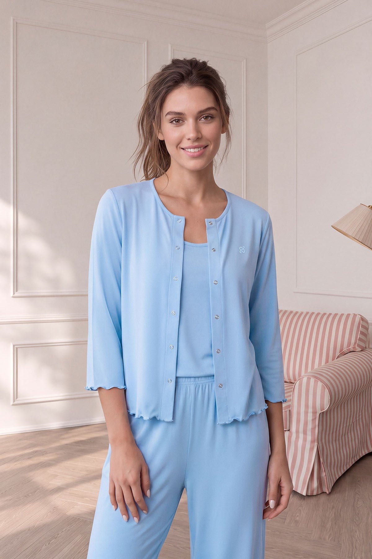 Savanna trio-3 parça pijama takım Bebe mavi
