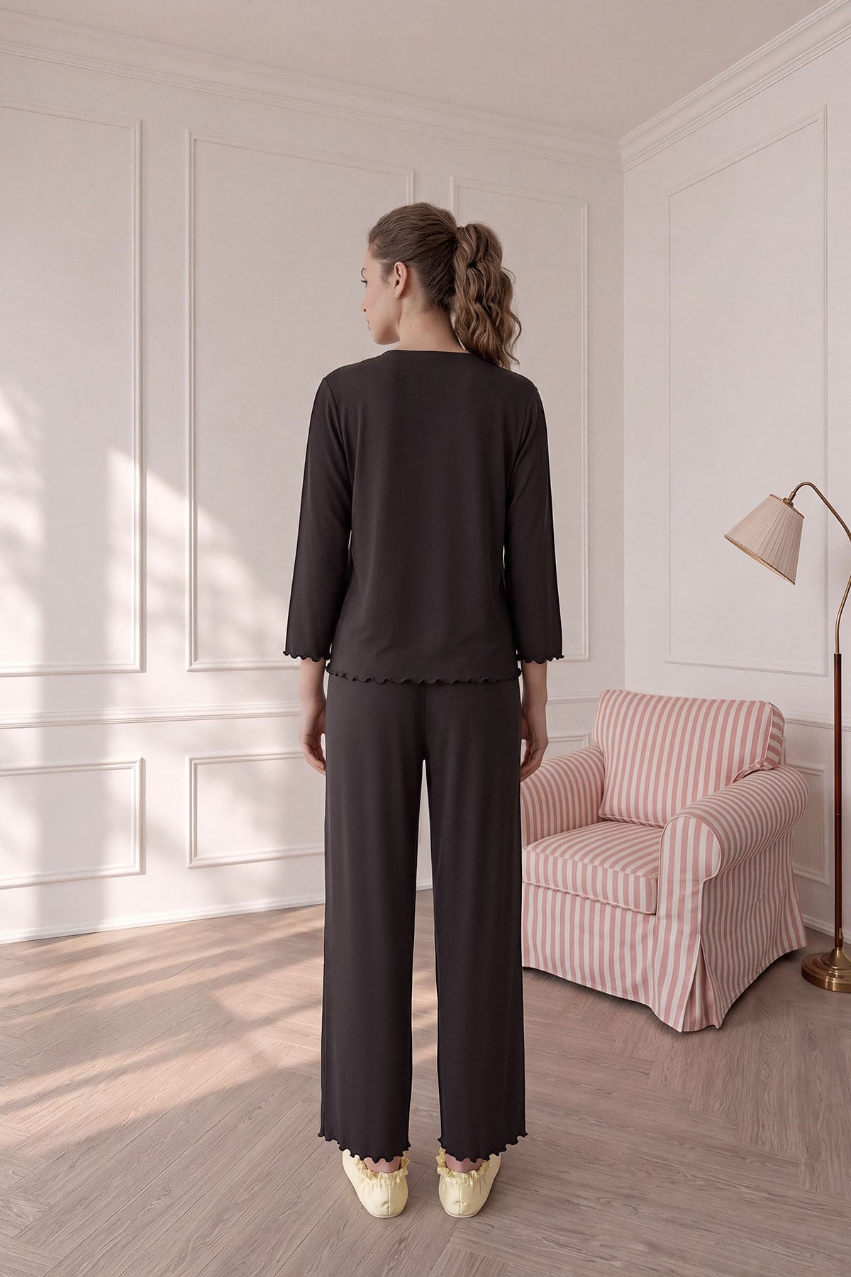 Savanna trio-3 parça pijama takım Kahve