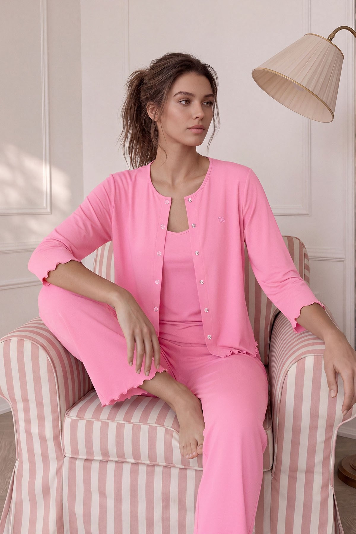 Savanna trio-3 parça pijama takım Pembe