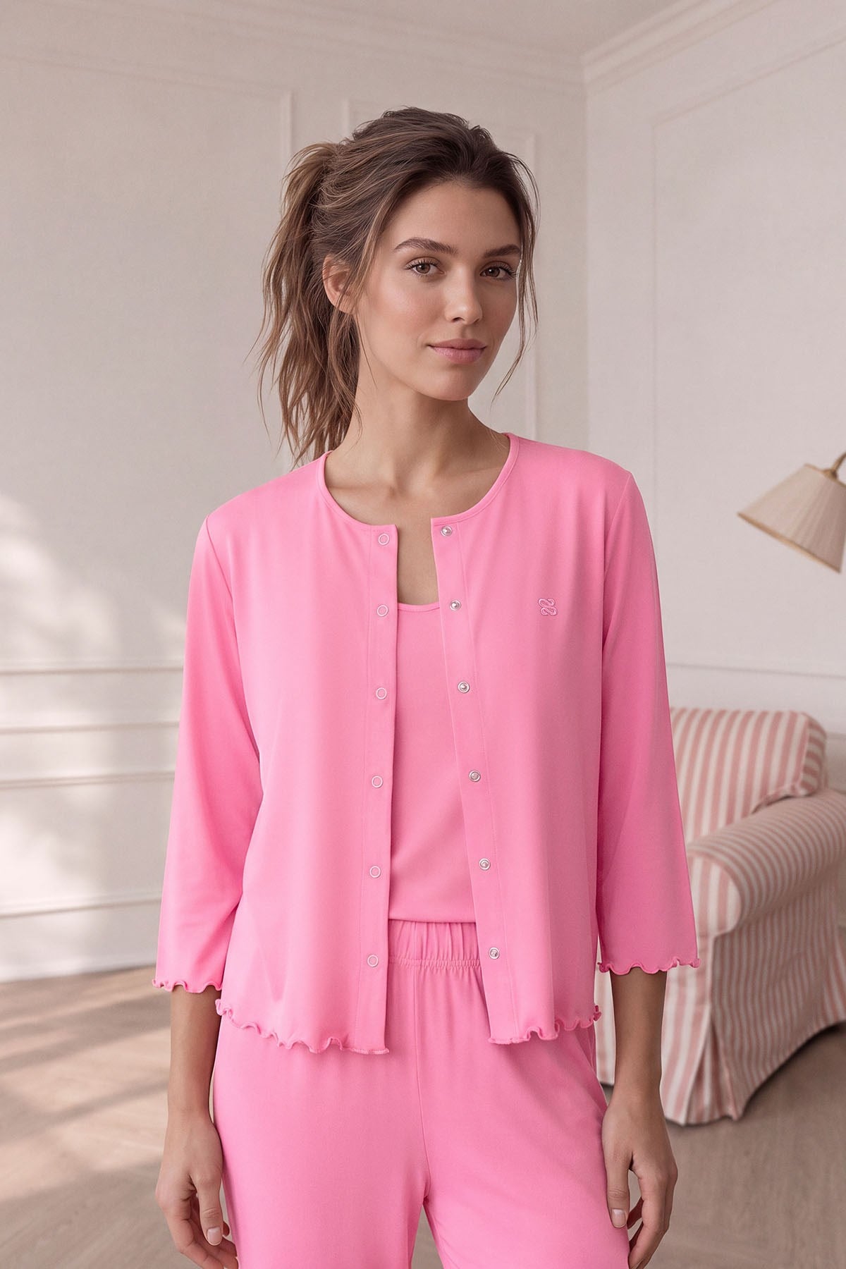Savanna trio-3 parça pijama takım Pembe