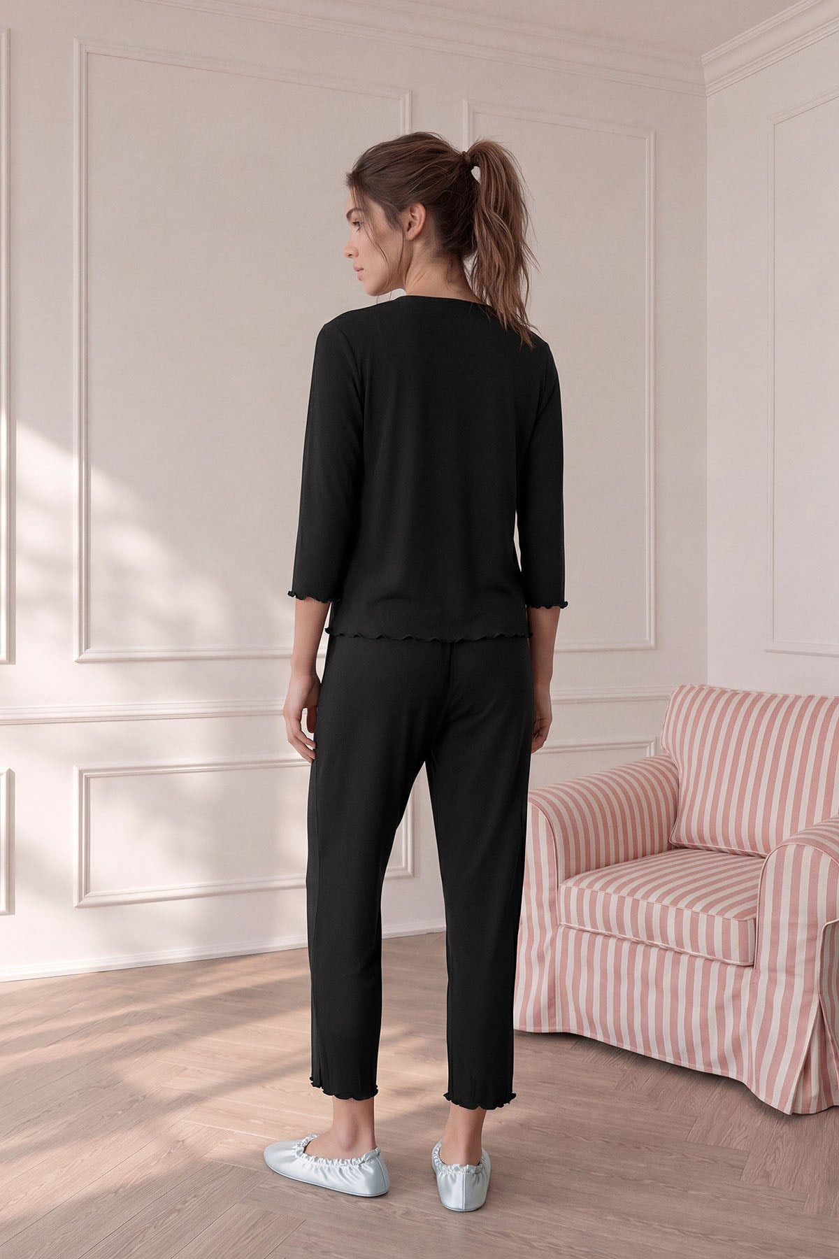 Savanna trio-3 parça pijama takım Siyah