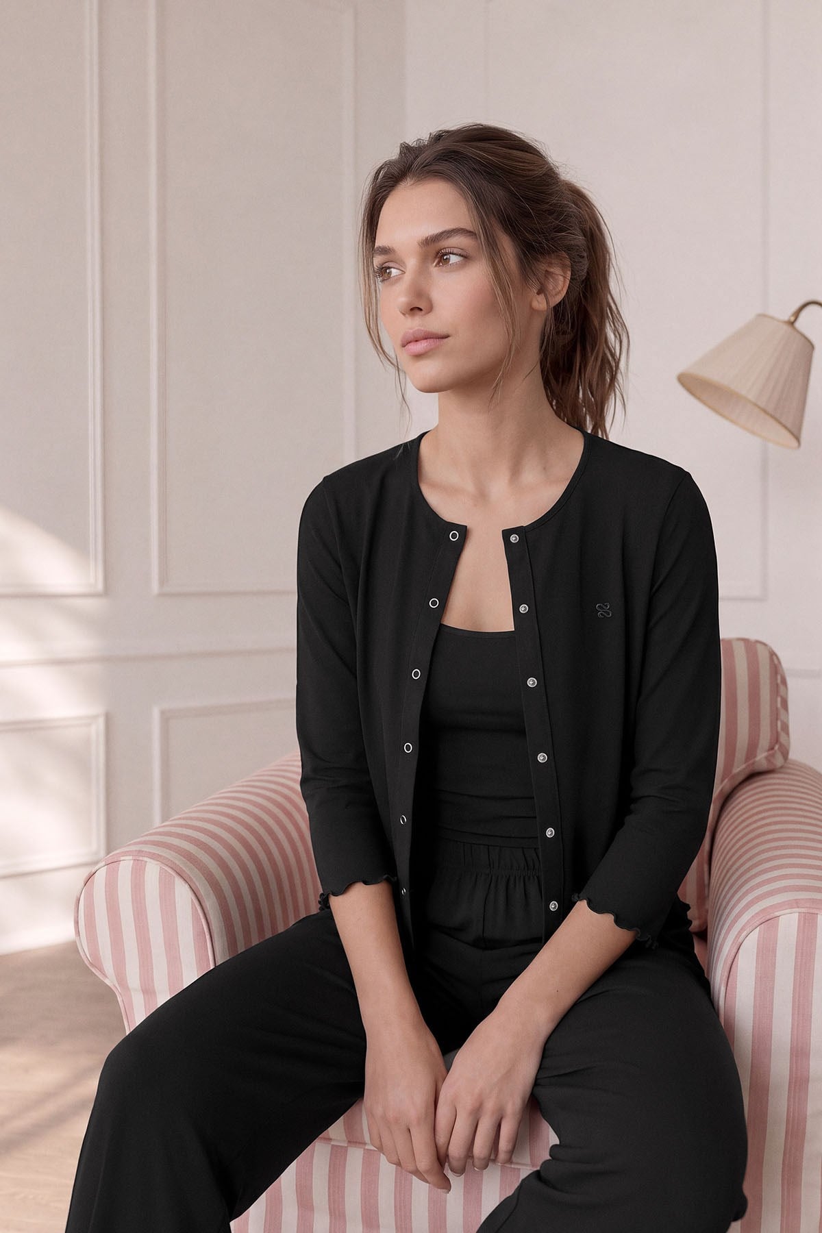 Savanna trio-3 parça pijama takım Siyah