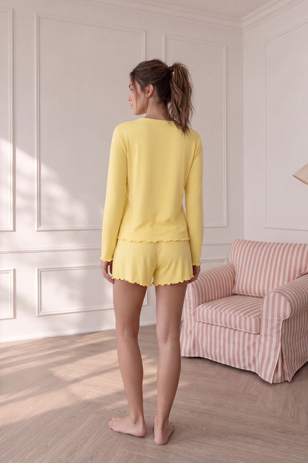 VİSKON SOFT ŞORTLU PİJAMA TAKIM Butter