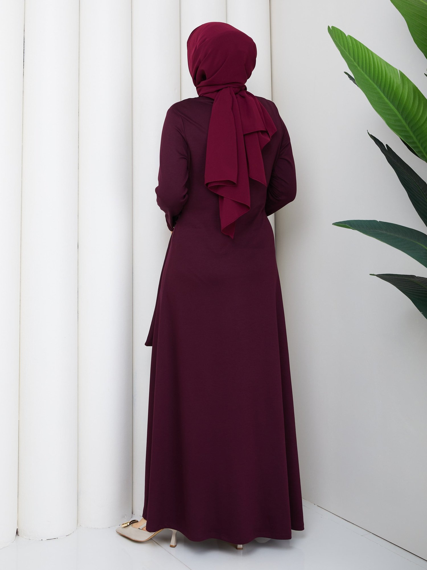 MİNA ELBİSE BORDO 