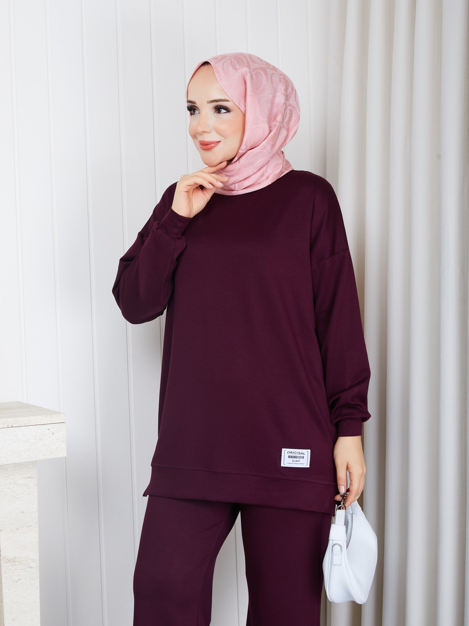 MODAL SWEATSHİRT İKİLİ TAKIM BORDO