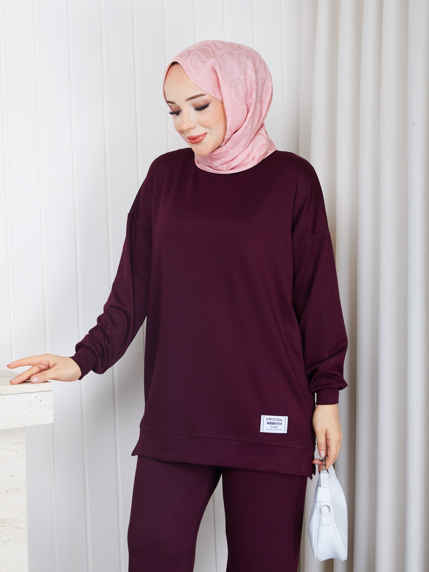MODAL SWEATSHİRT İKİLİ TAKIM BORDO