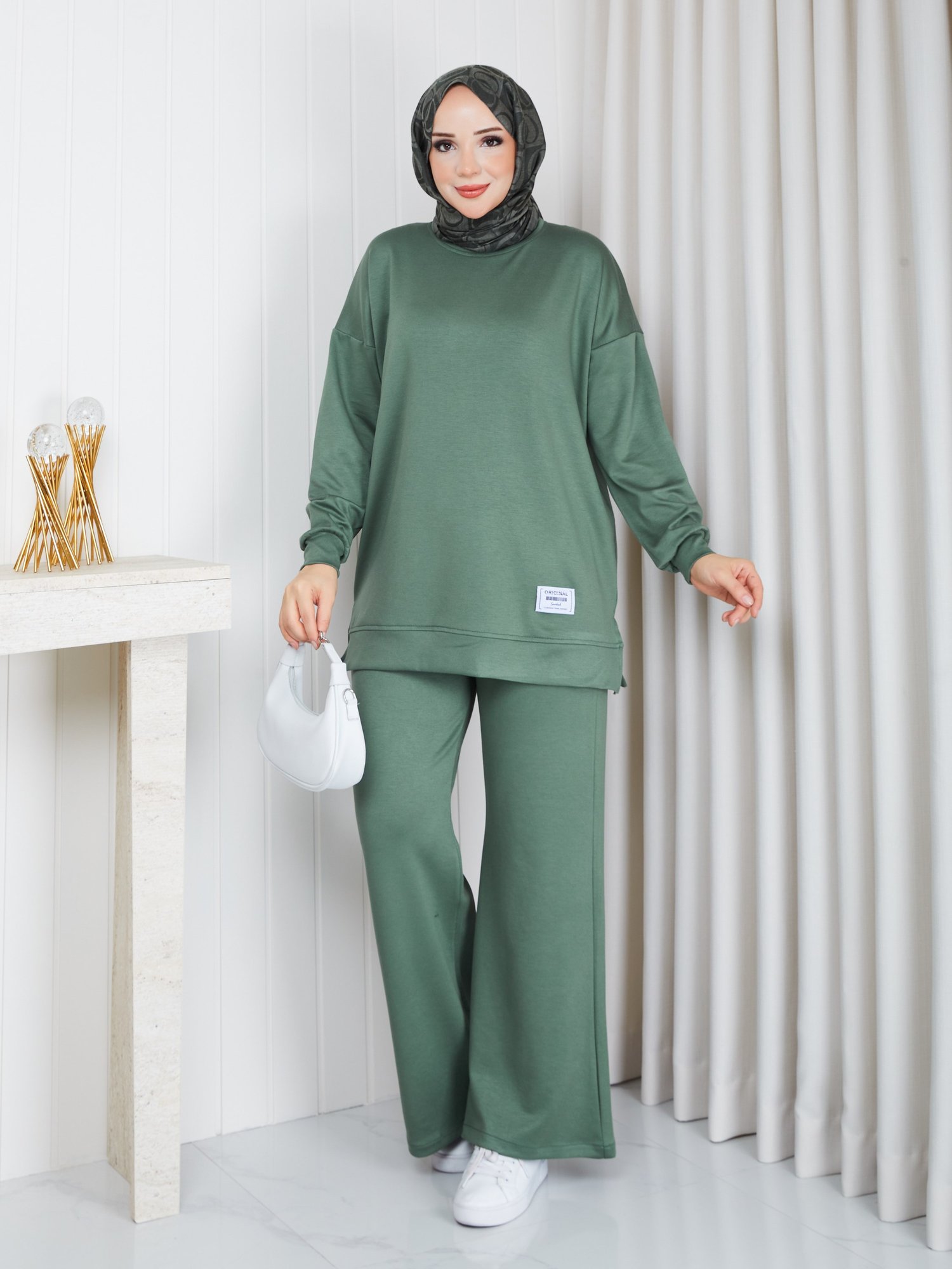 MODAL SWEATSHİRT İKİLİ TAKIM HAKİ