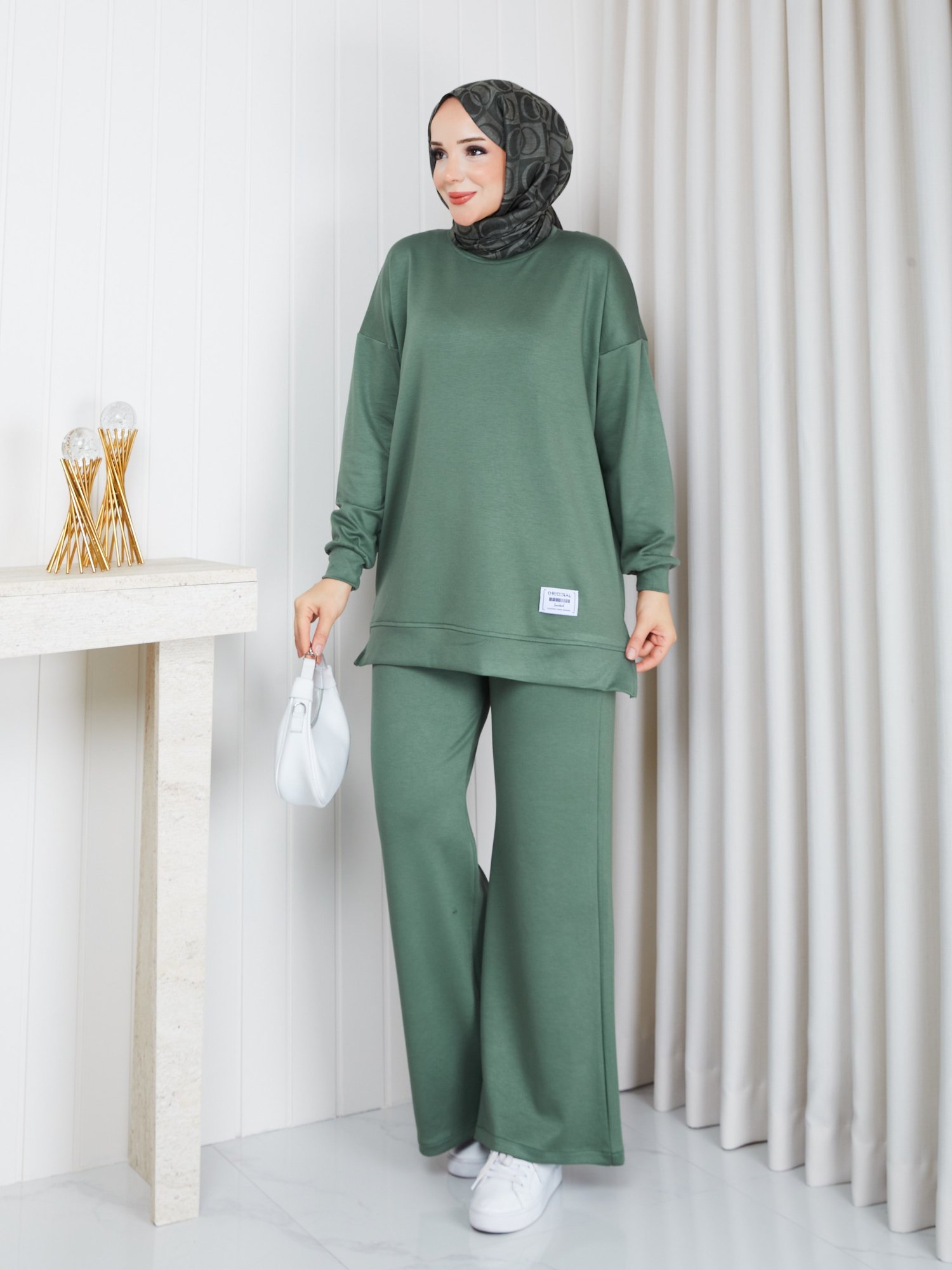 MODAL SWEATSHİRT İKİLİ TAKIM HAKİ