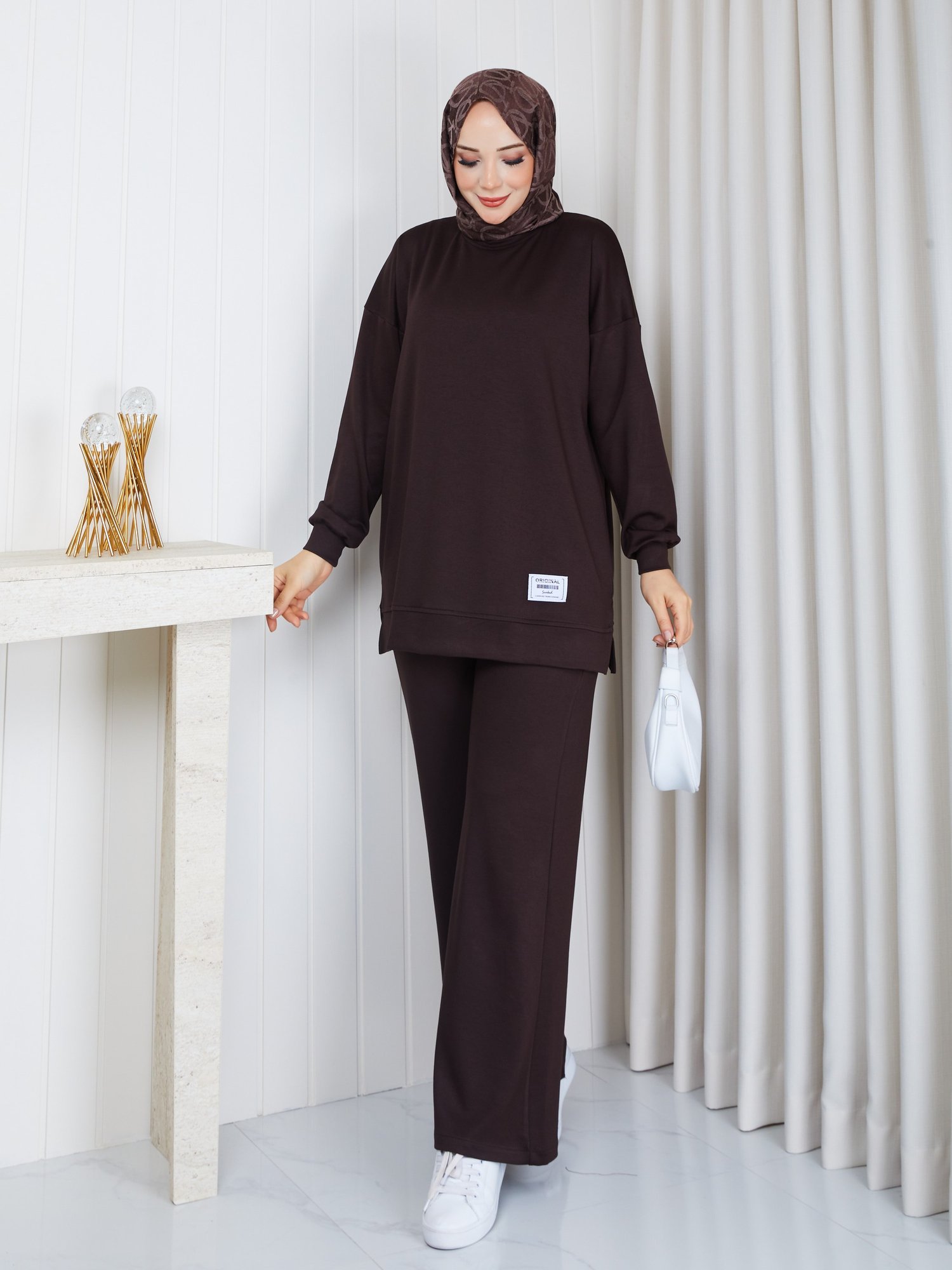 MODAL SWEATSHİRT İKİLİ TAKIM KAHVE