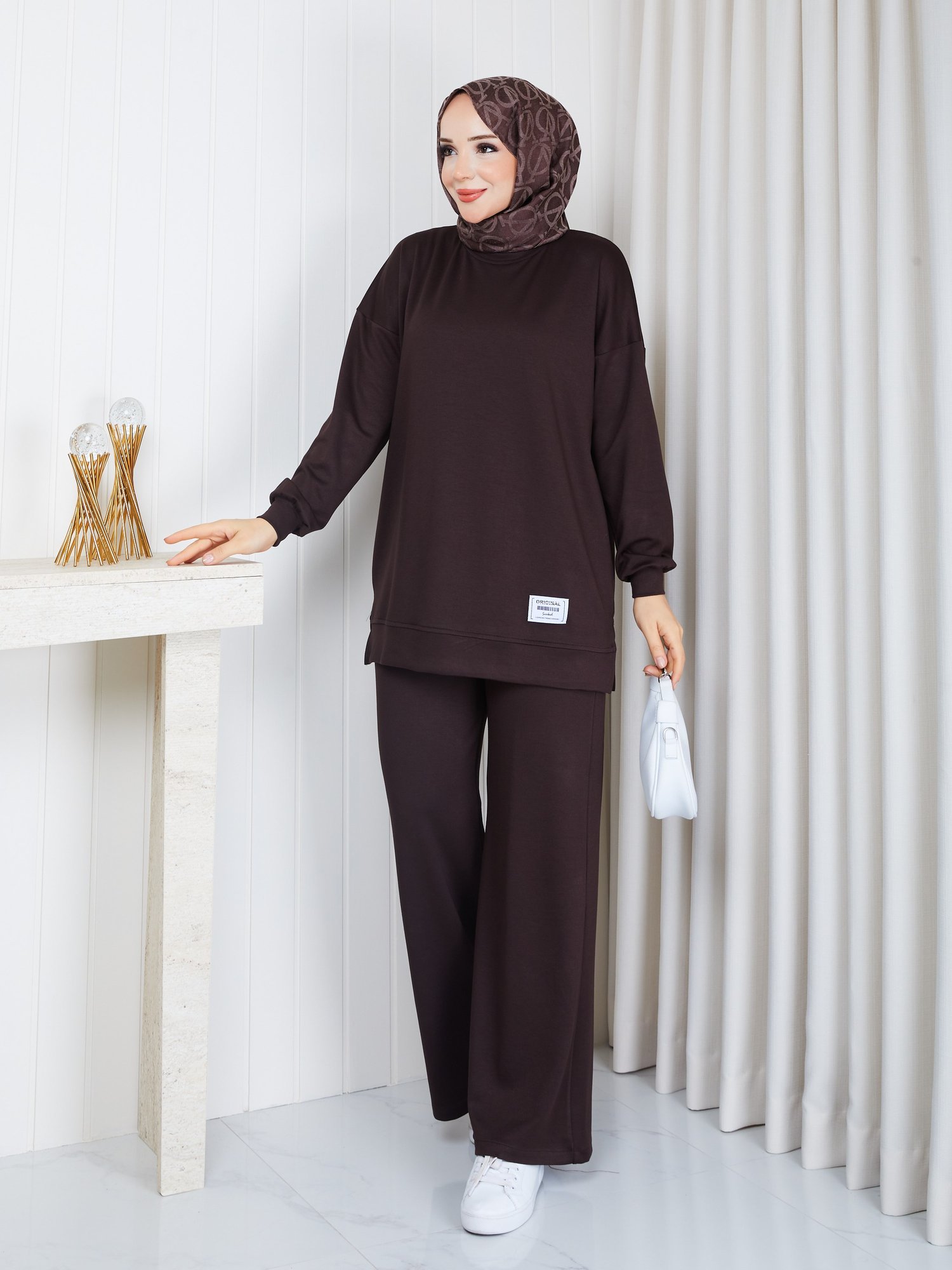 MODAL SWEATSHİRT İKİLİ TAKIM KAHVE