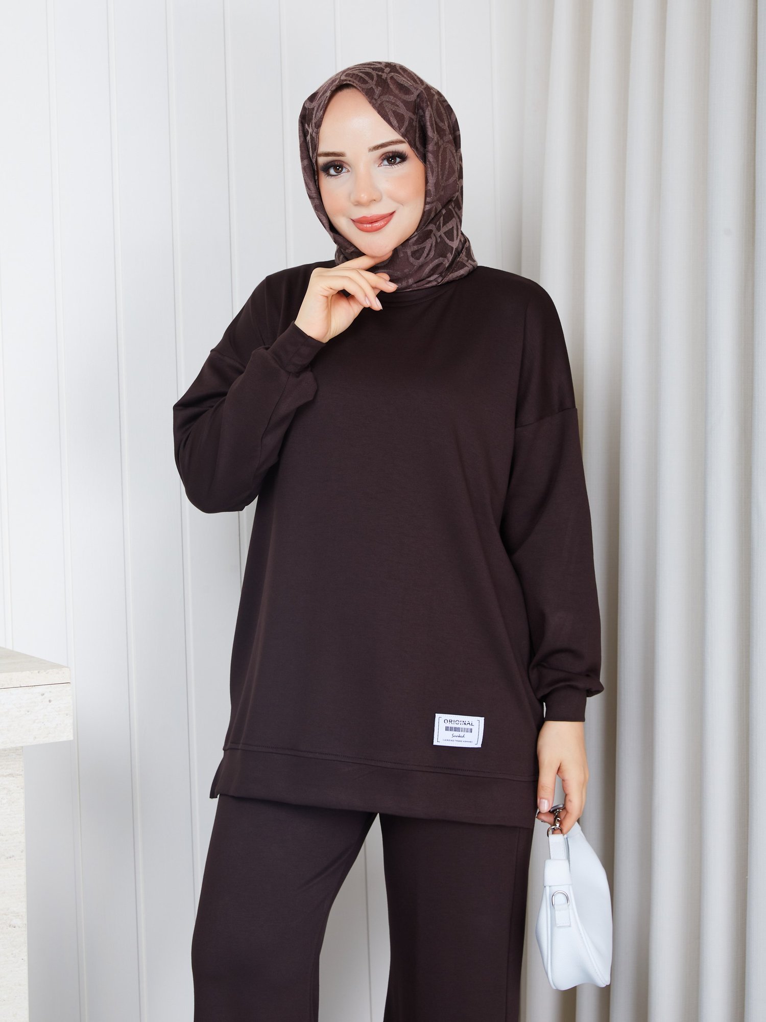 MODAL SWEATSHİRT İKİLİ TAKIM KAHVE
