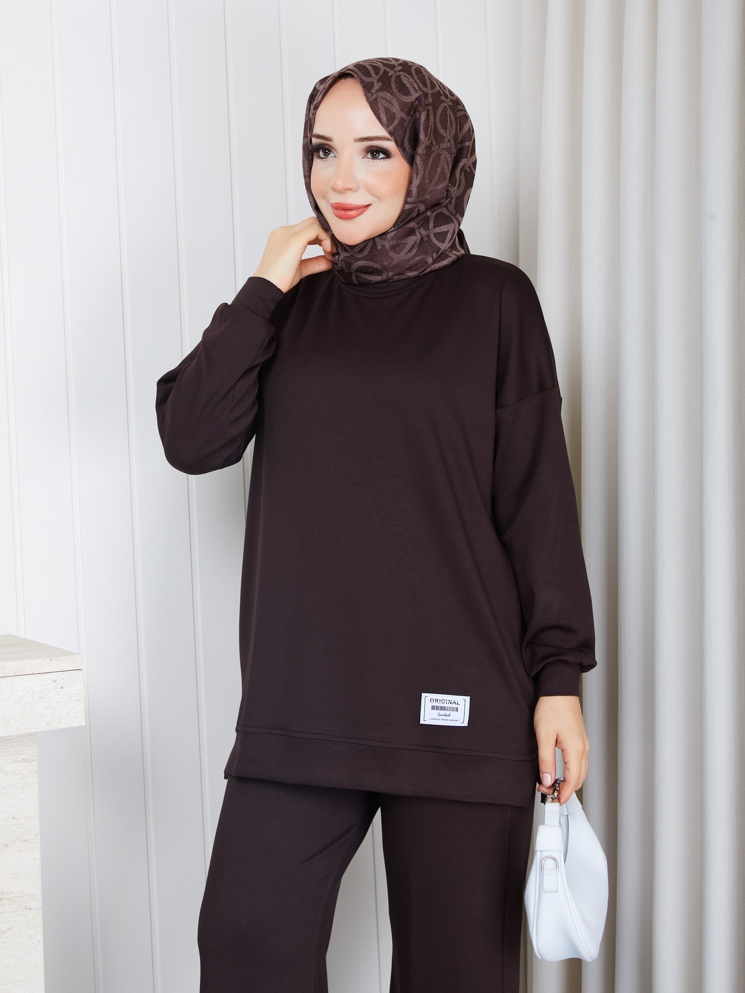 MODAL SWEATSHİRT İKİLİ TAKIM KAHVE