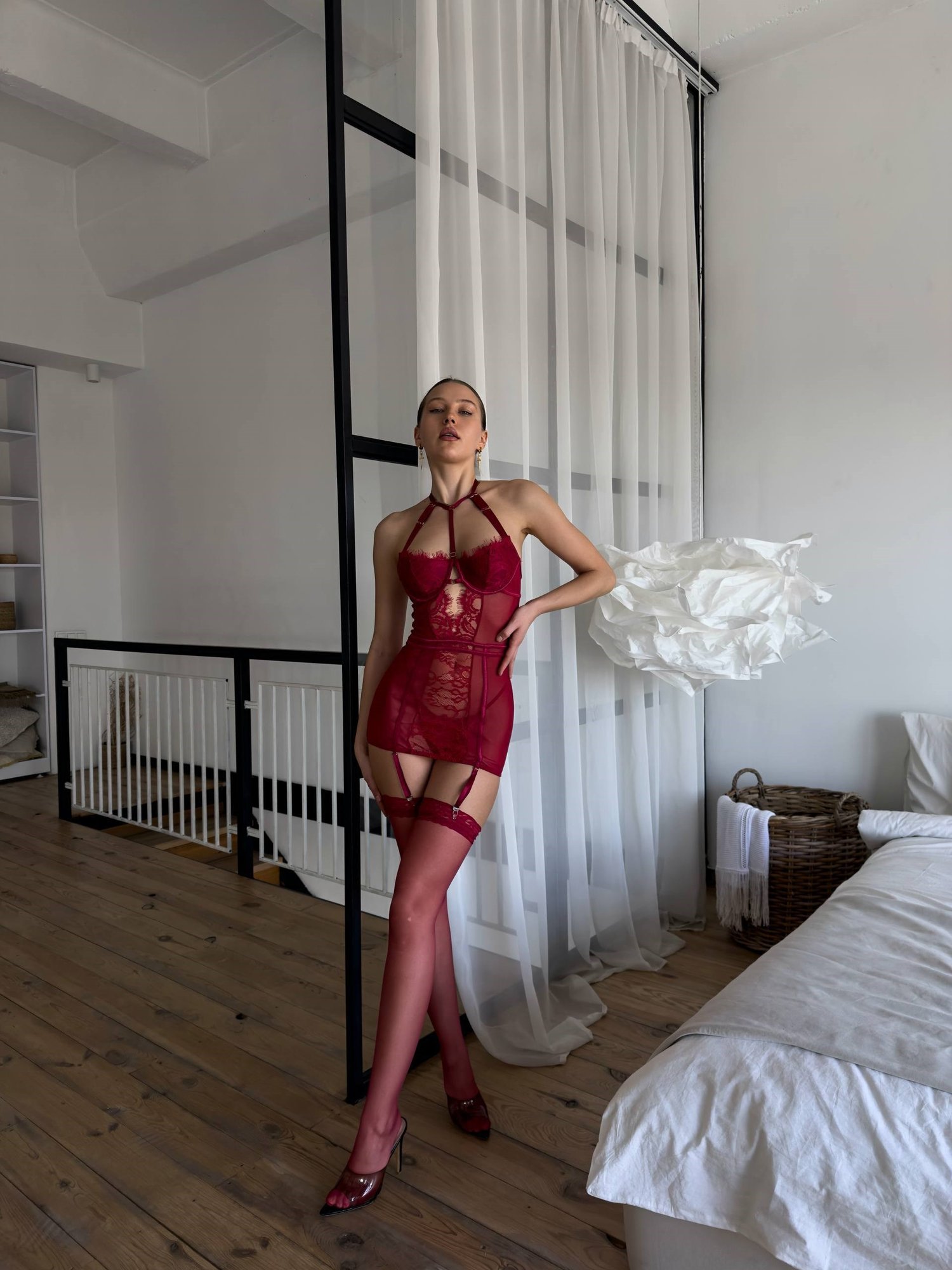 NOCTELLE BORDO DANTELLİ JARTYERLİ BODYDOLL