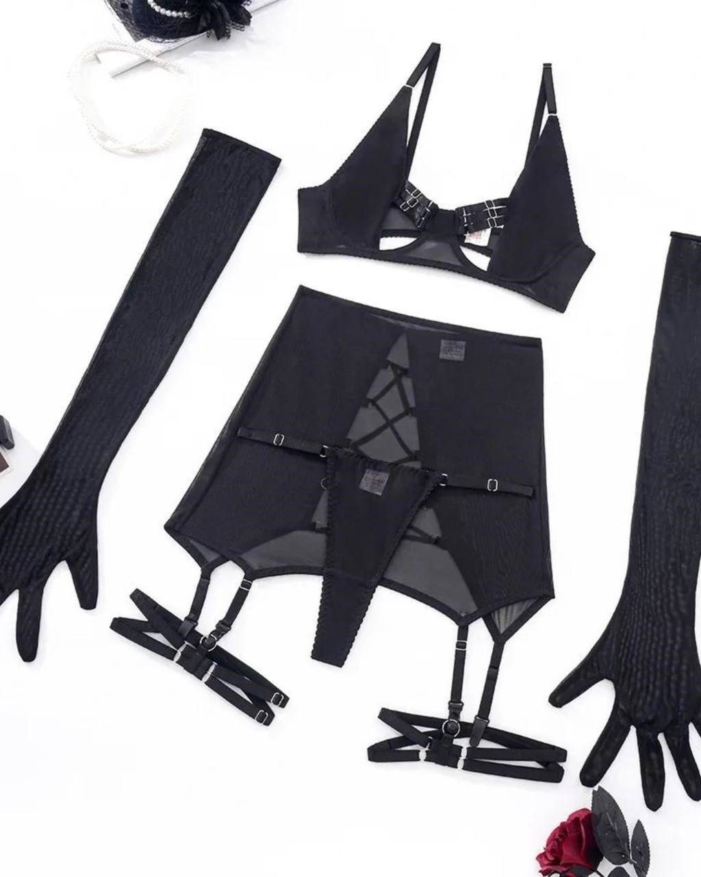 SHADOW BONDAGE DETAYLI SİYAH JARTİYER 