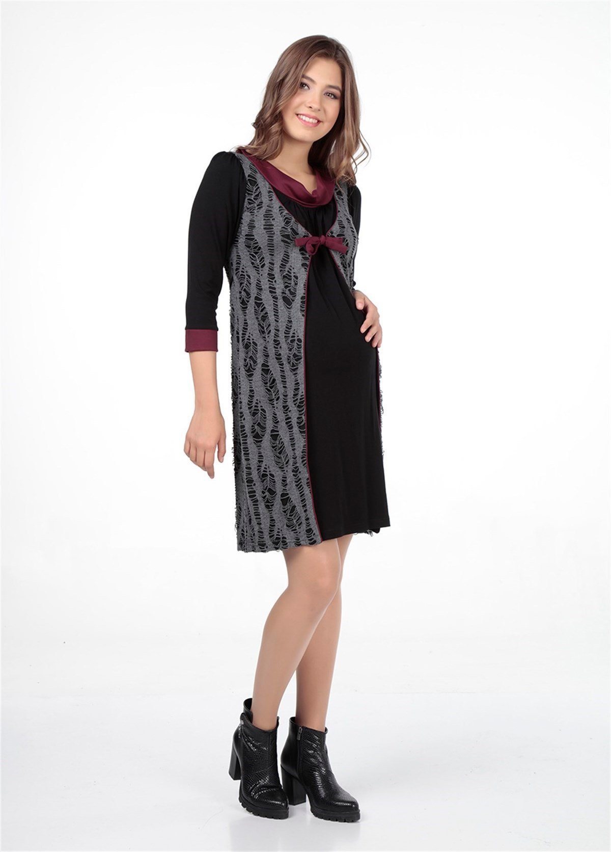 5269 Elbise Bordo