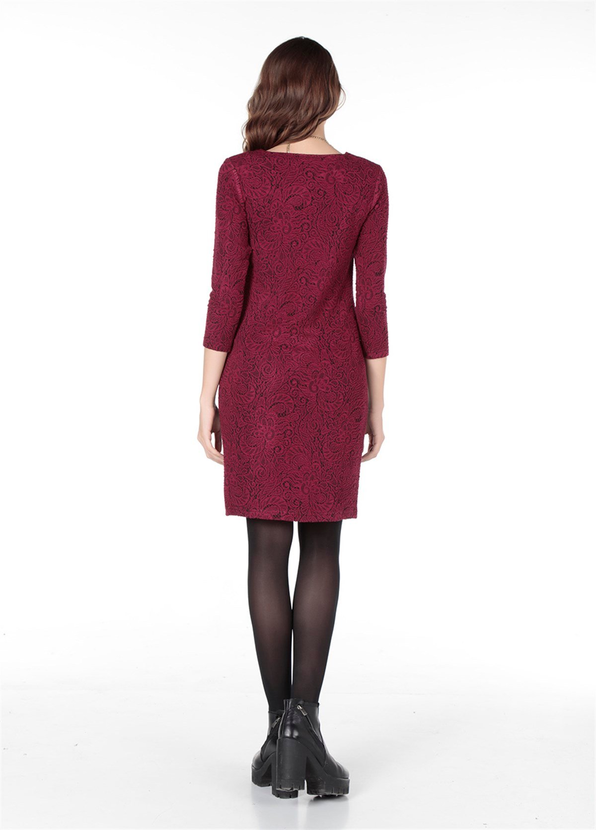 5621 Elbise Bordo
