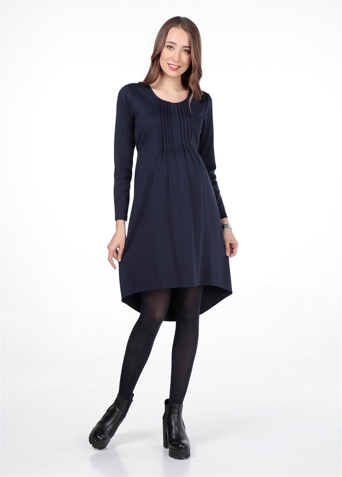 7023 Elbise Lacivert