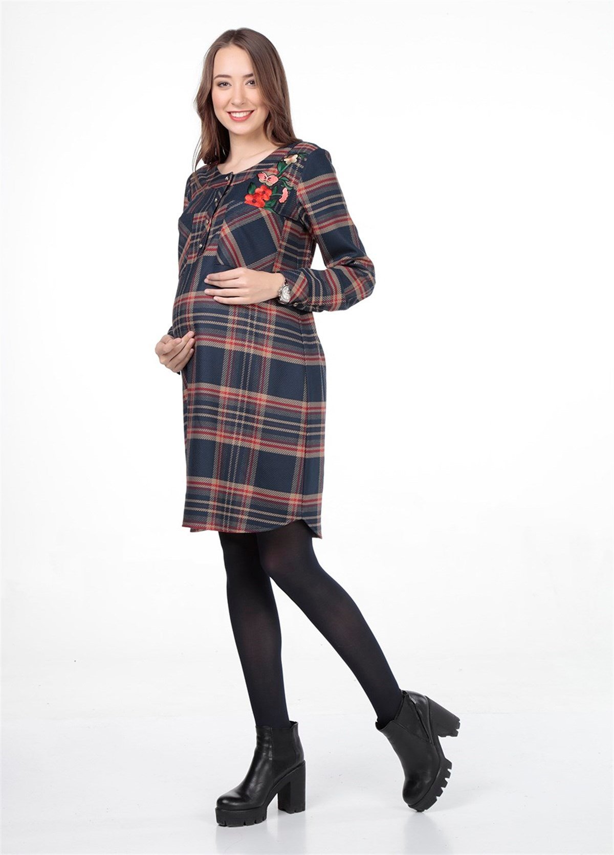 7125 Elbise Lacivert