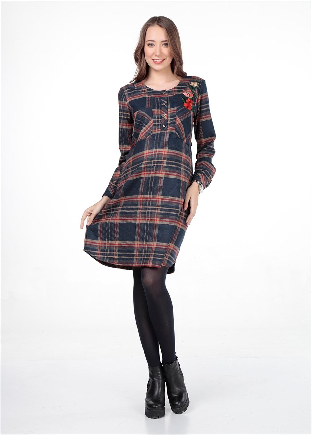 7125 Elbise Lacivert