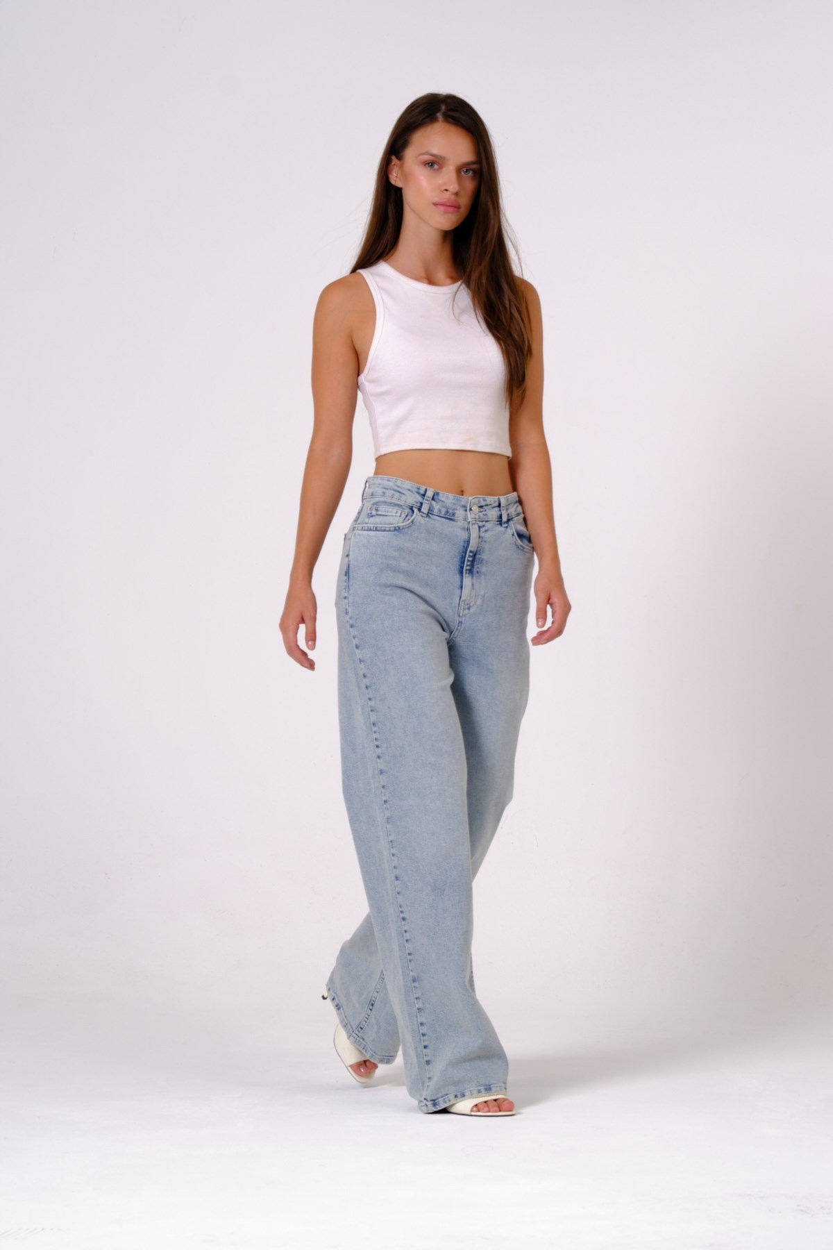 Busa Giyim Bol Paça Kot Pantolon Jean BUZ MAVİSİ