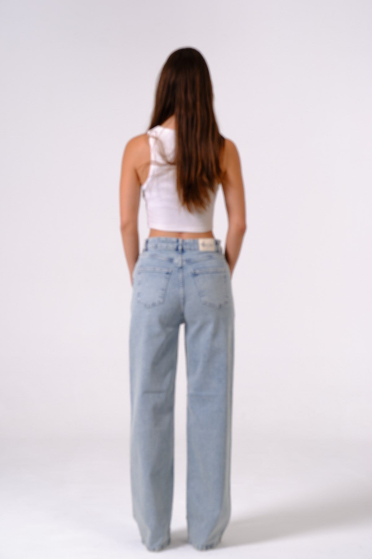 Busa Giyim Bol Paça Kot Pantolon Jean BUZ MAVİSİ