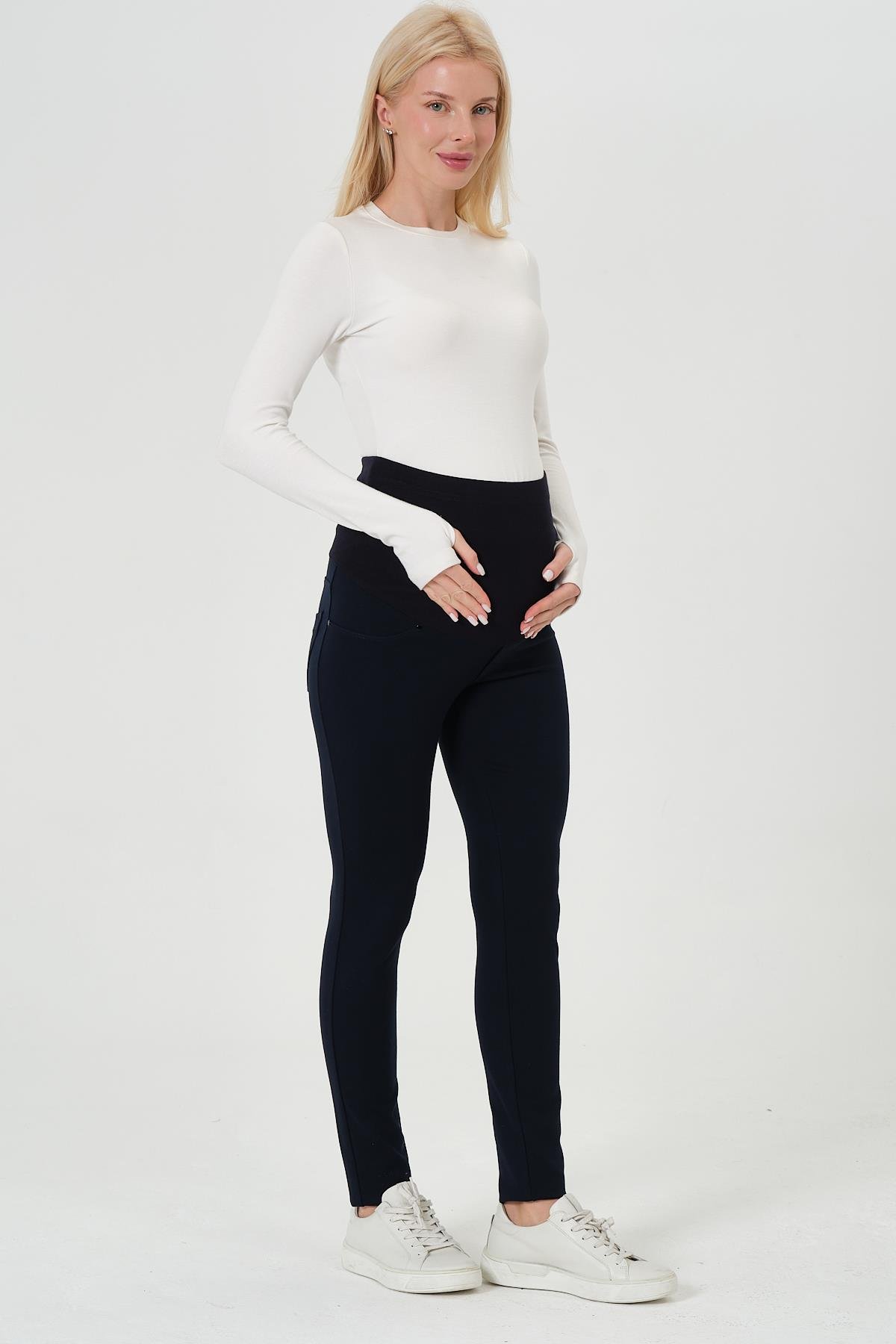 Busa Hamile Beli Ayarlanabilir Yüksek Bel Skinny Jarse Pantolon LACİVERT