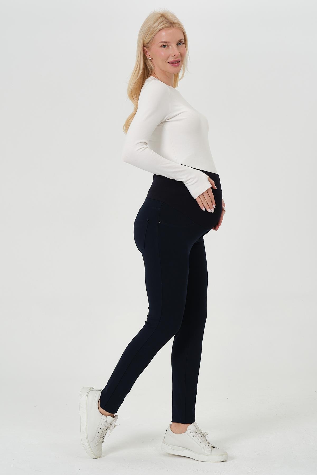 Busa Hamile Beli Ayarlanabilir Yüksek Bel Skinny Jarse Pantolon LACİVERT