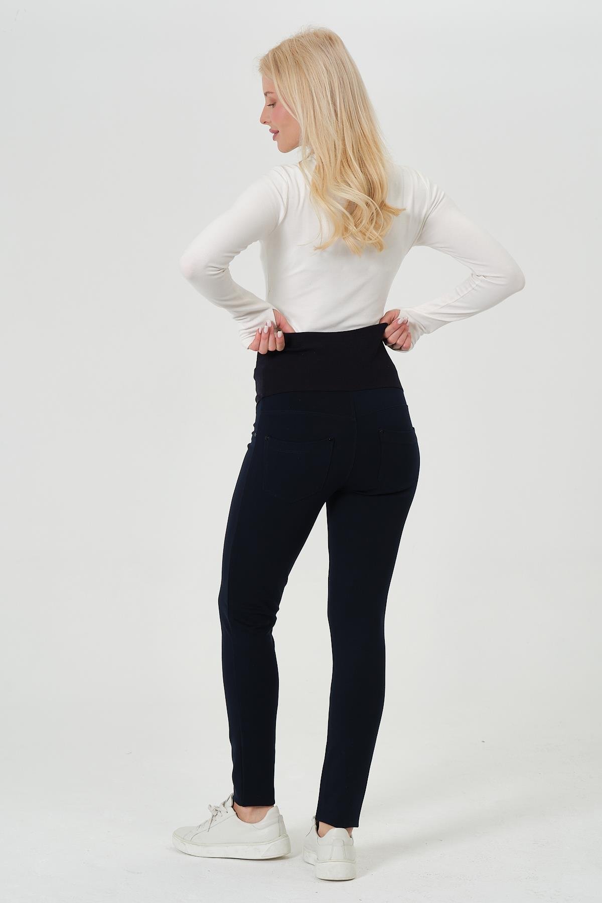 Busa Hamile Beli Ayarlanabilir Yüksek Bel Skinny Jarse Pantolon LACİVERT