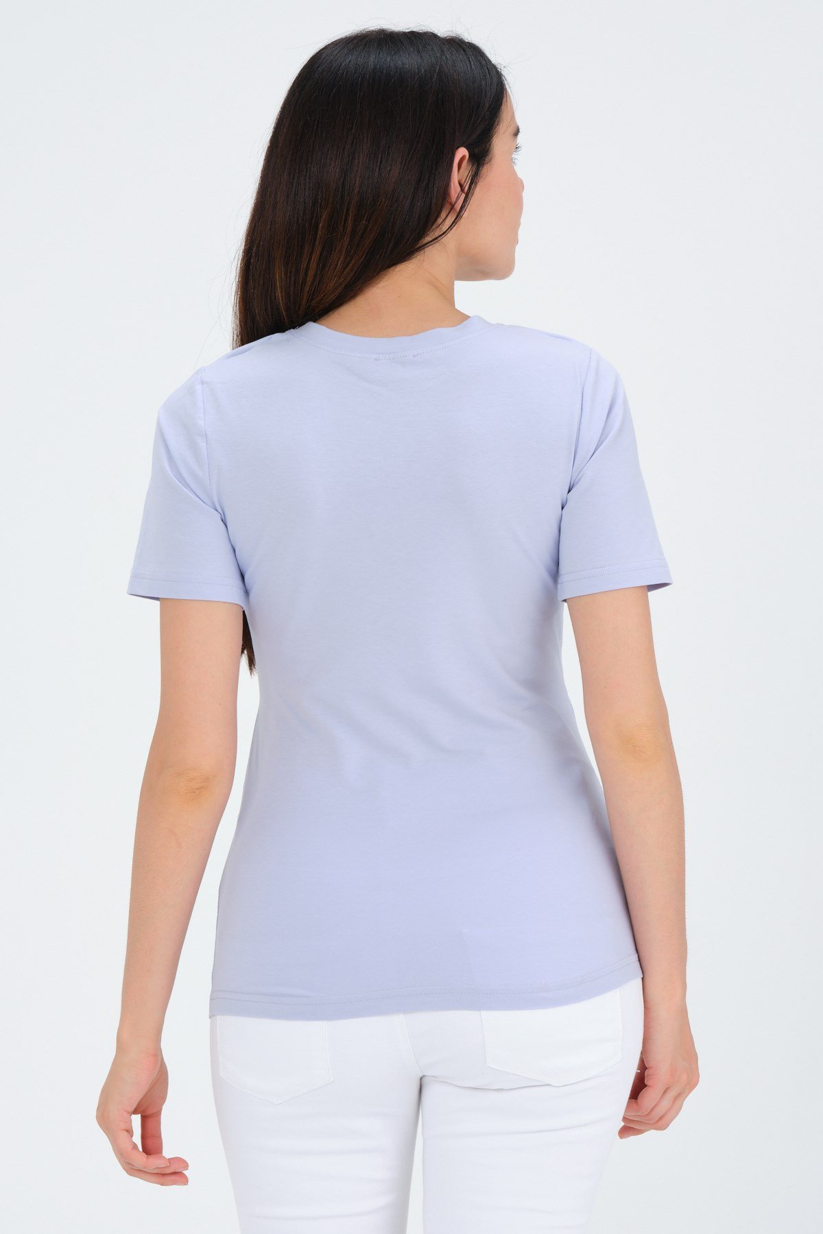 Busa Hamile Emzirme Detaylı Kısa Kollu T-Shirt Lila