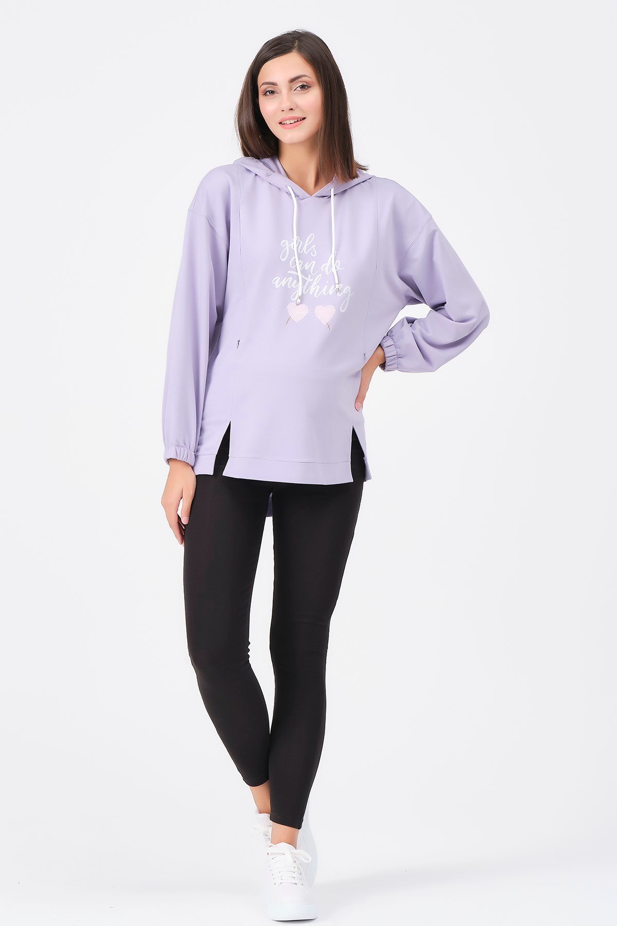Busa Hamile Emzirme Detaylı Sweatshirt Lila