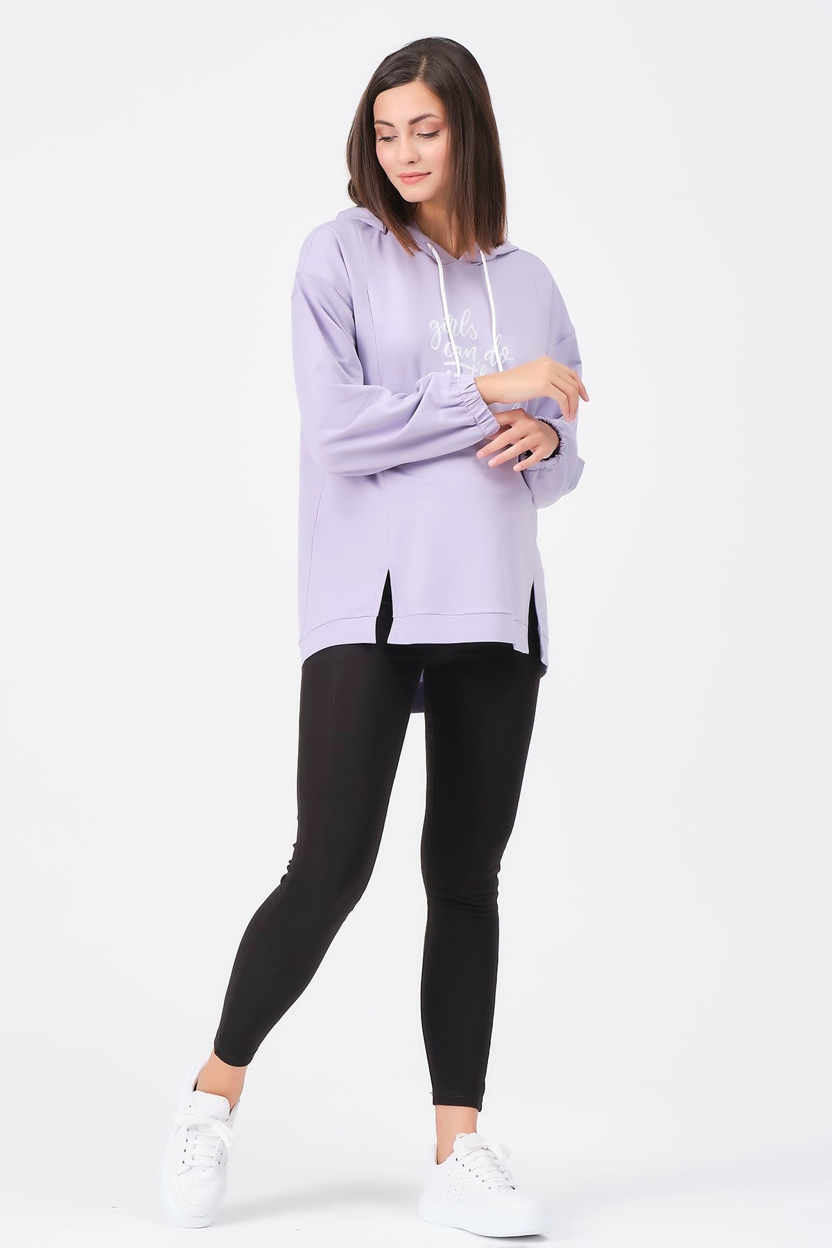 Busa Hamile Emzirme Detaylı Sweatshirt Lila