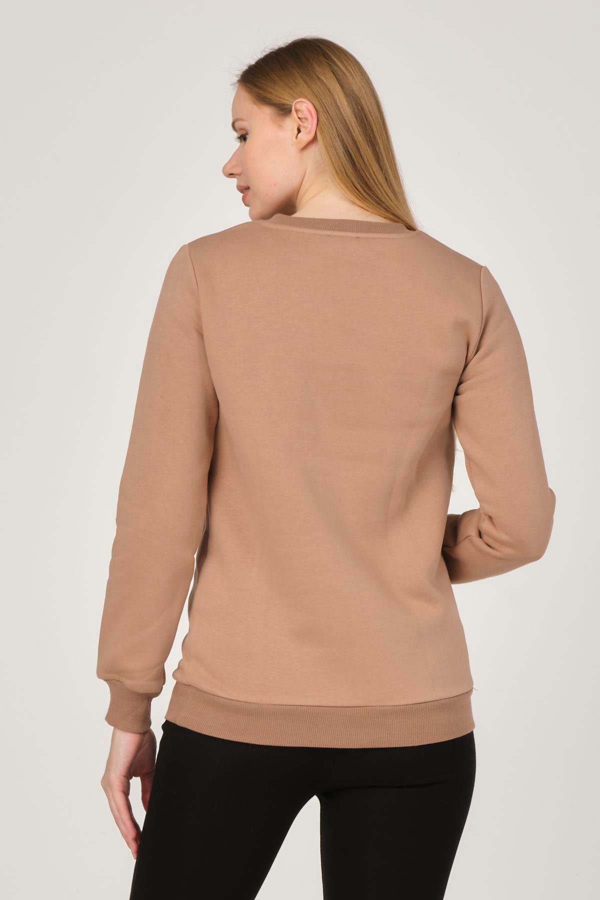 Busa Hamile Emzirme Detaylı Termal Sweatshirt Bej