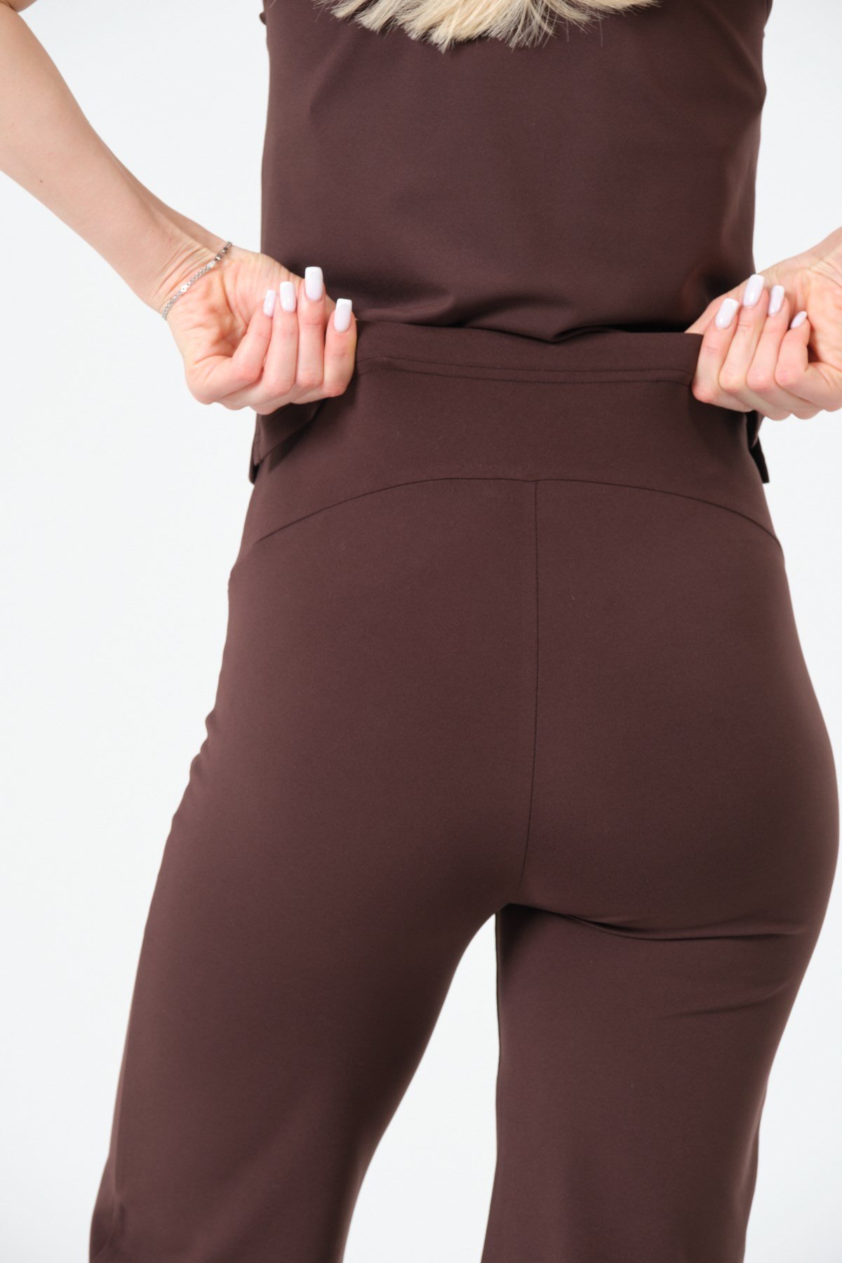 Busa Hamile Esnek Beli Ayarlanabilir Bol Paça Soft Touch Pantolon ACI KAHVE