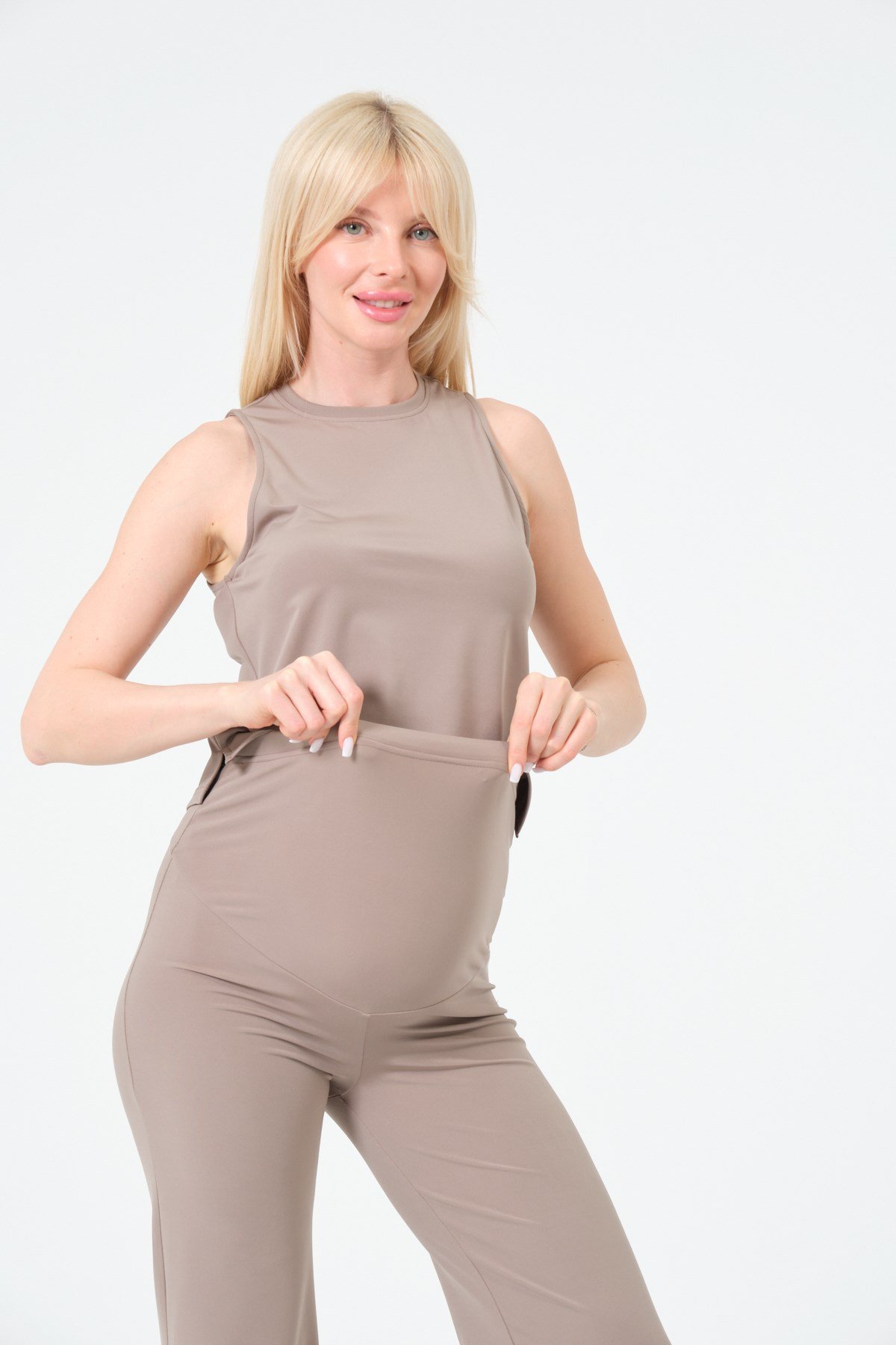 Busa Hamile Esnek Beli Ayarlanabilir Bol Paça Soft Touch Pantolon KÜL GRİSİ