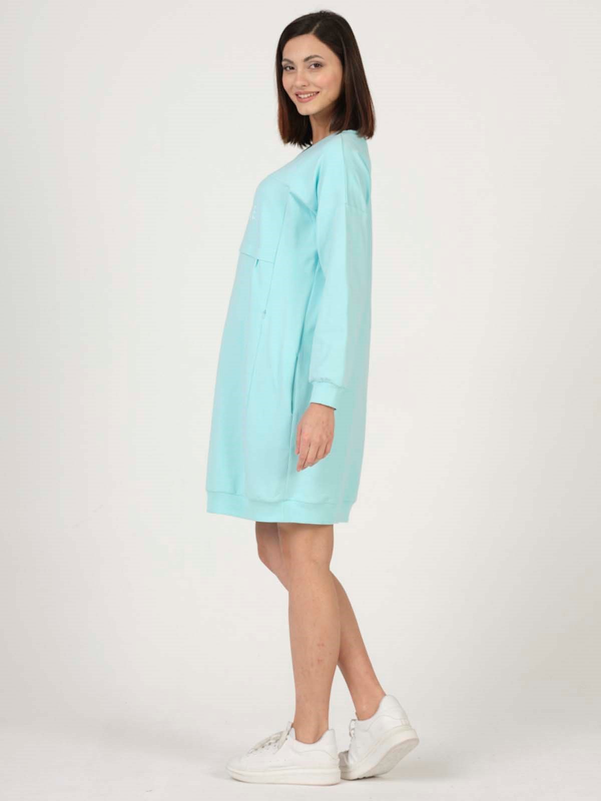 Busa Hamile Hoodie Elbise Mintyeşili