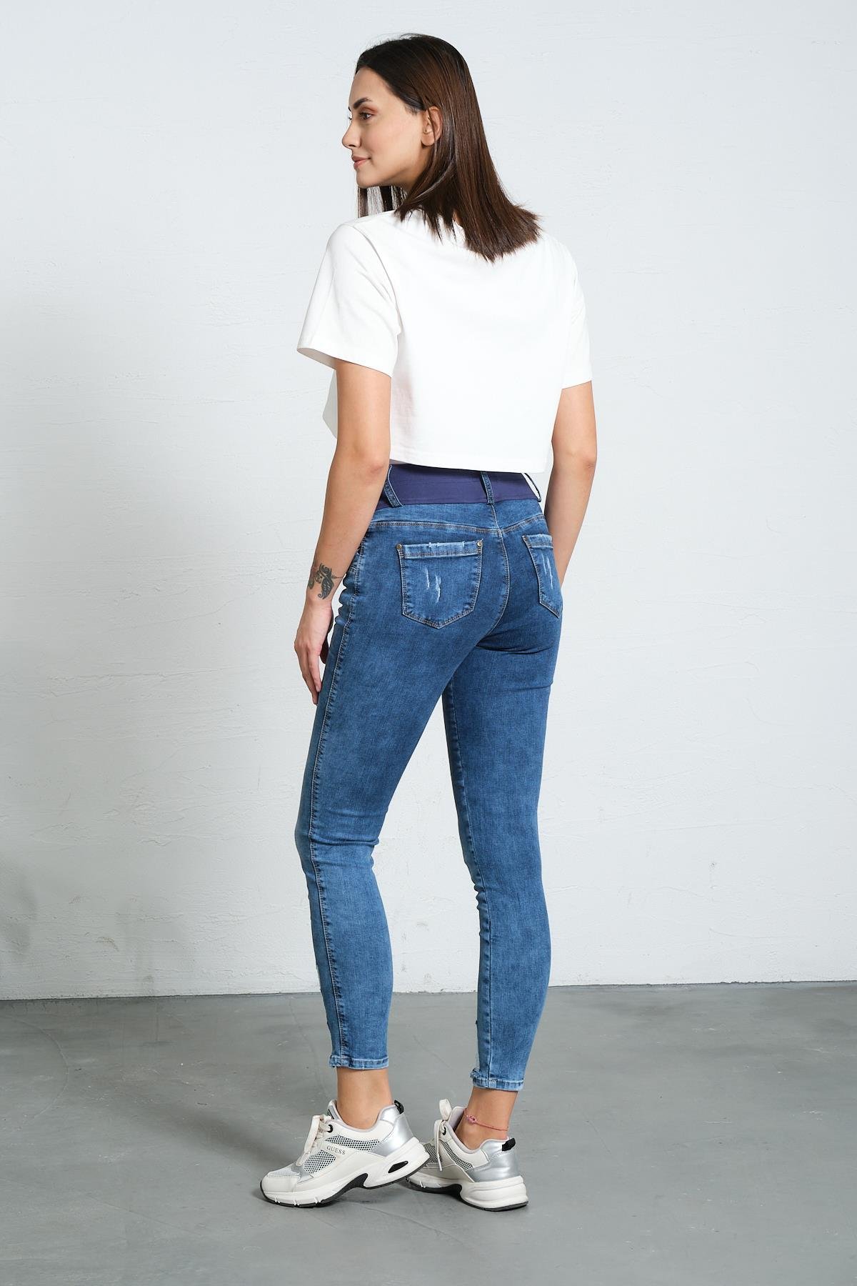 Busa Hamile Kot Pantolon Skinny Mavi