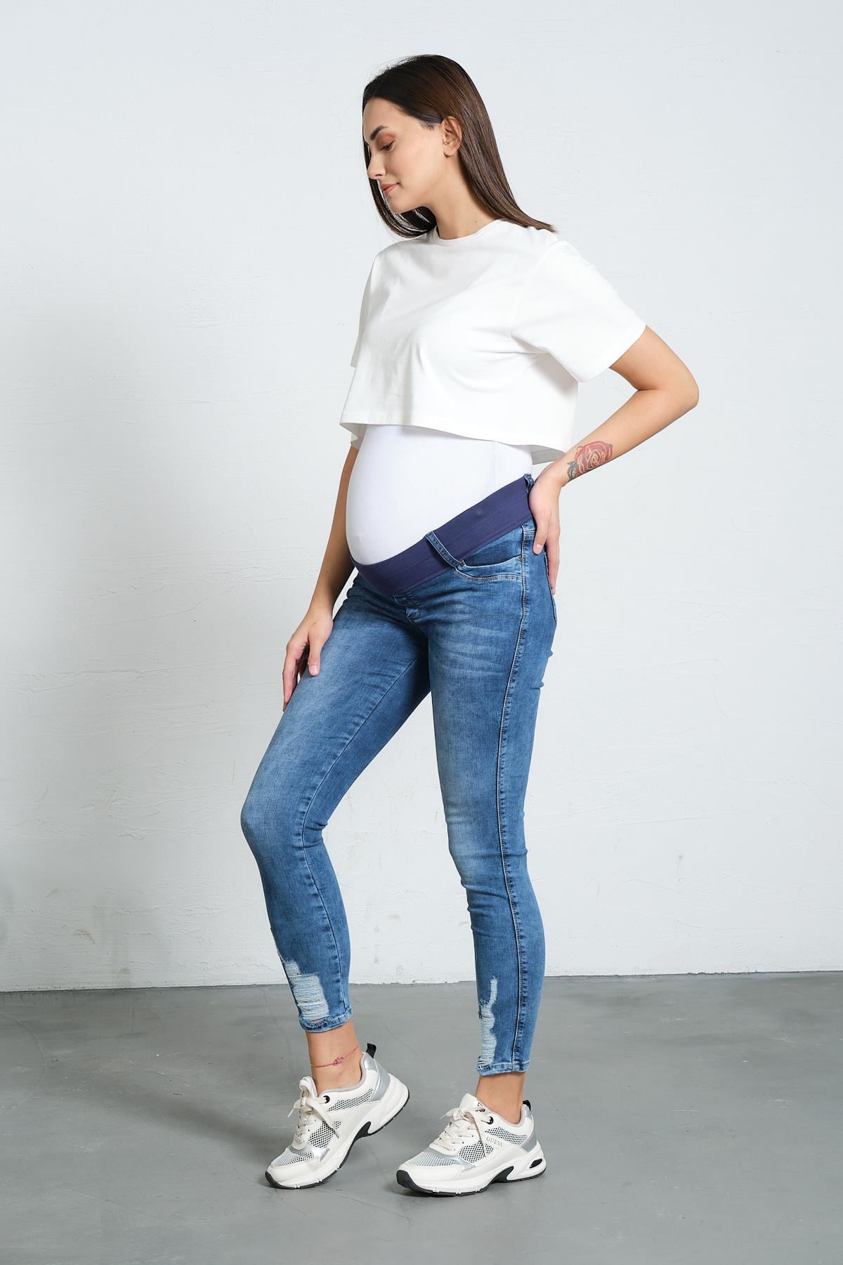 Busa Hamile Kot Pantolon Skinny Mavi