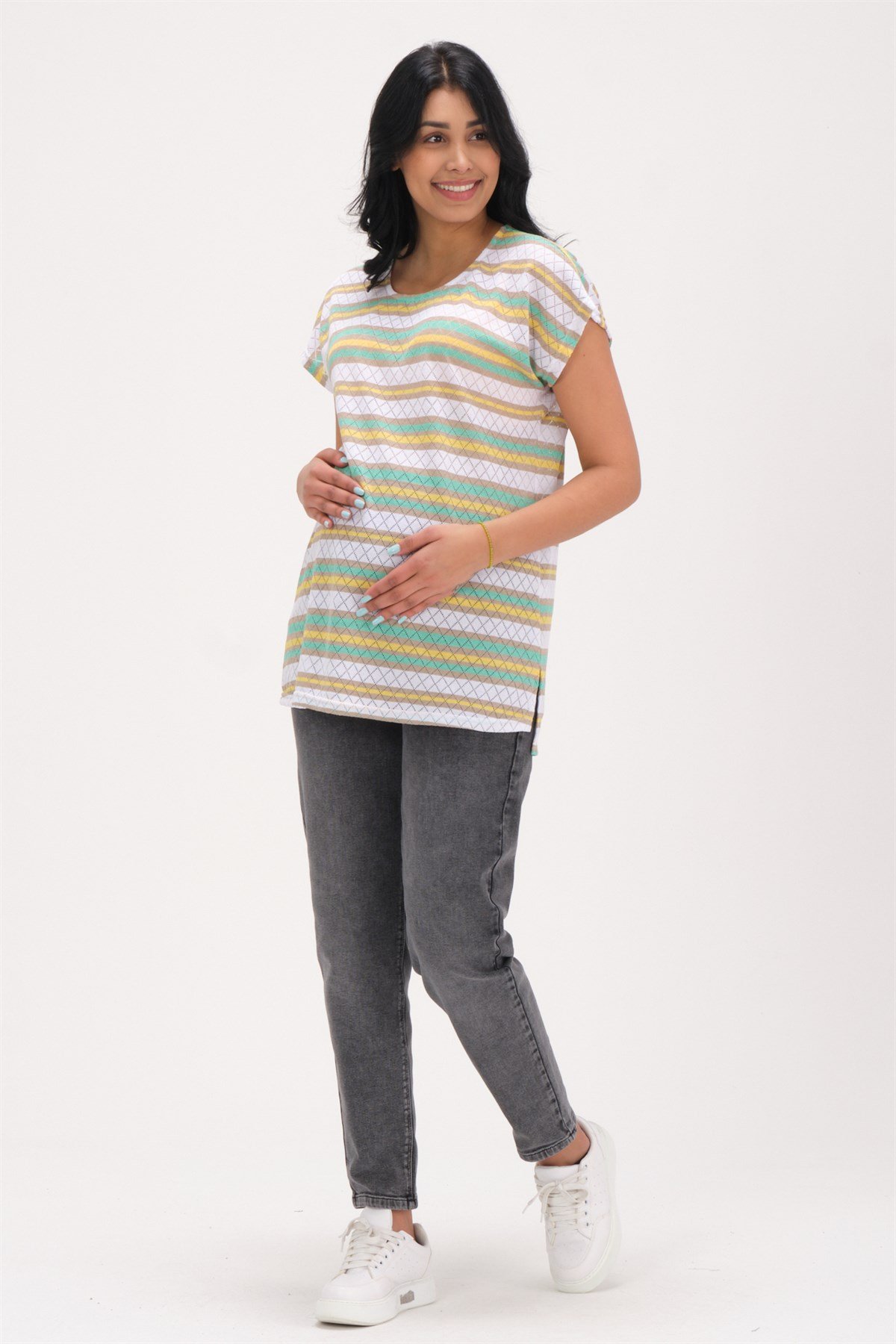 Busa Hamile Oversize T-Shirt Sarı
