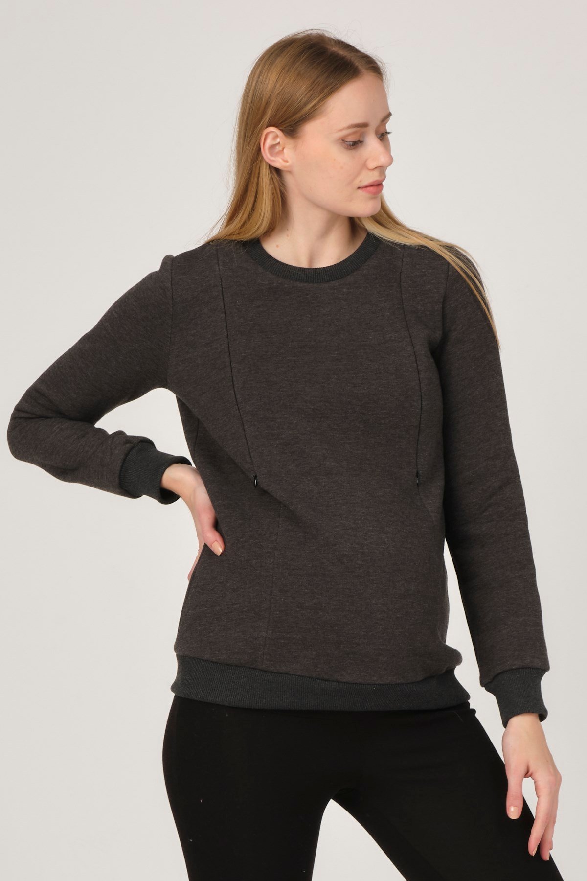 Busa Hamile Polarlı Sweatshirt Antrasit