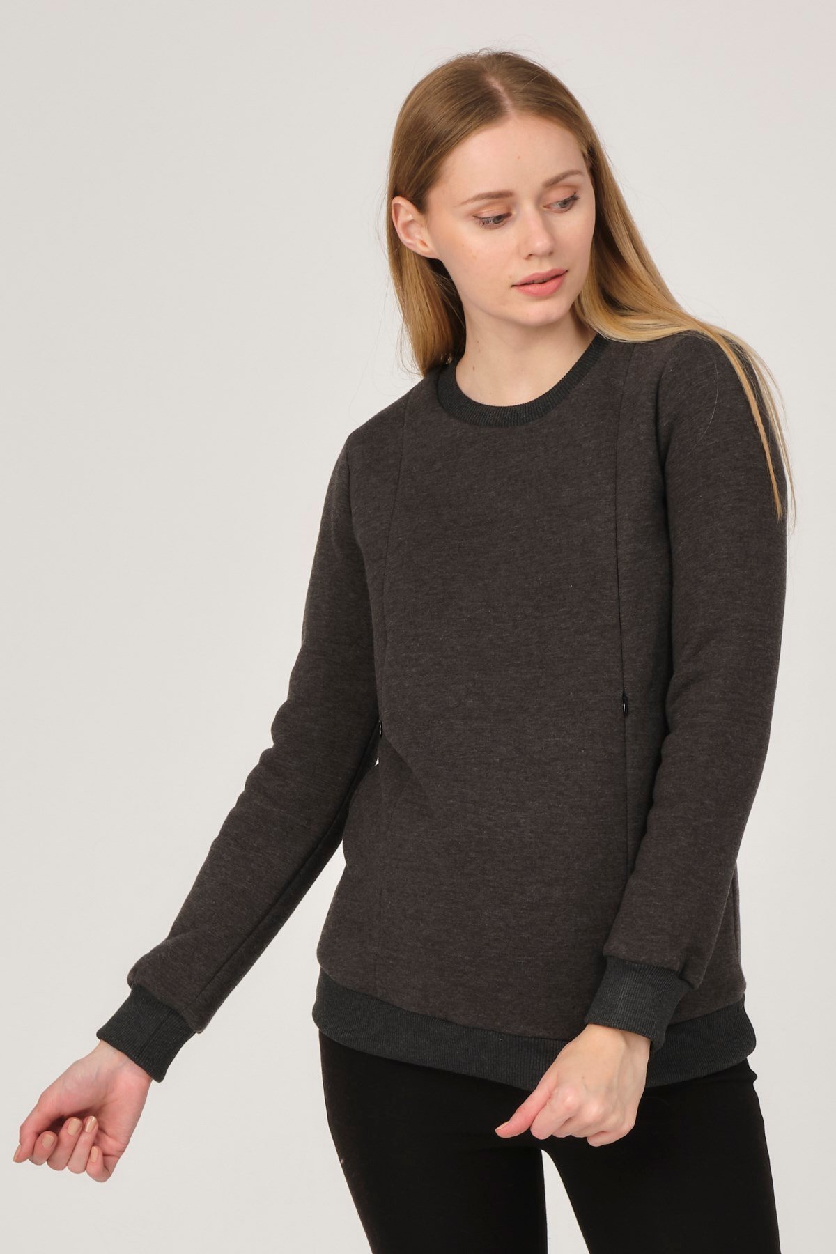 Busa Hamile Polarlı Sweatshirt Antrasit