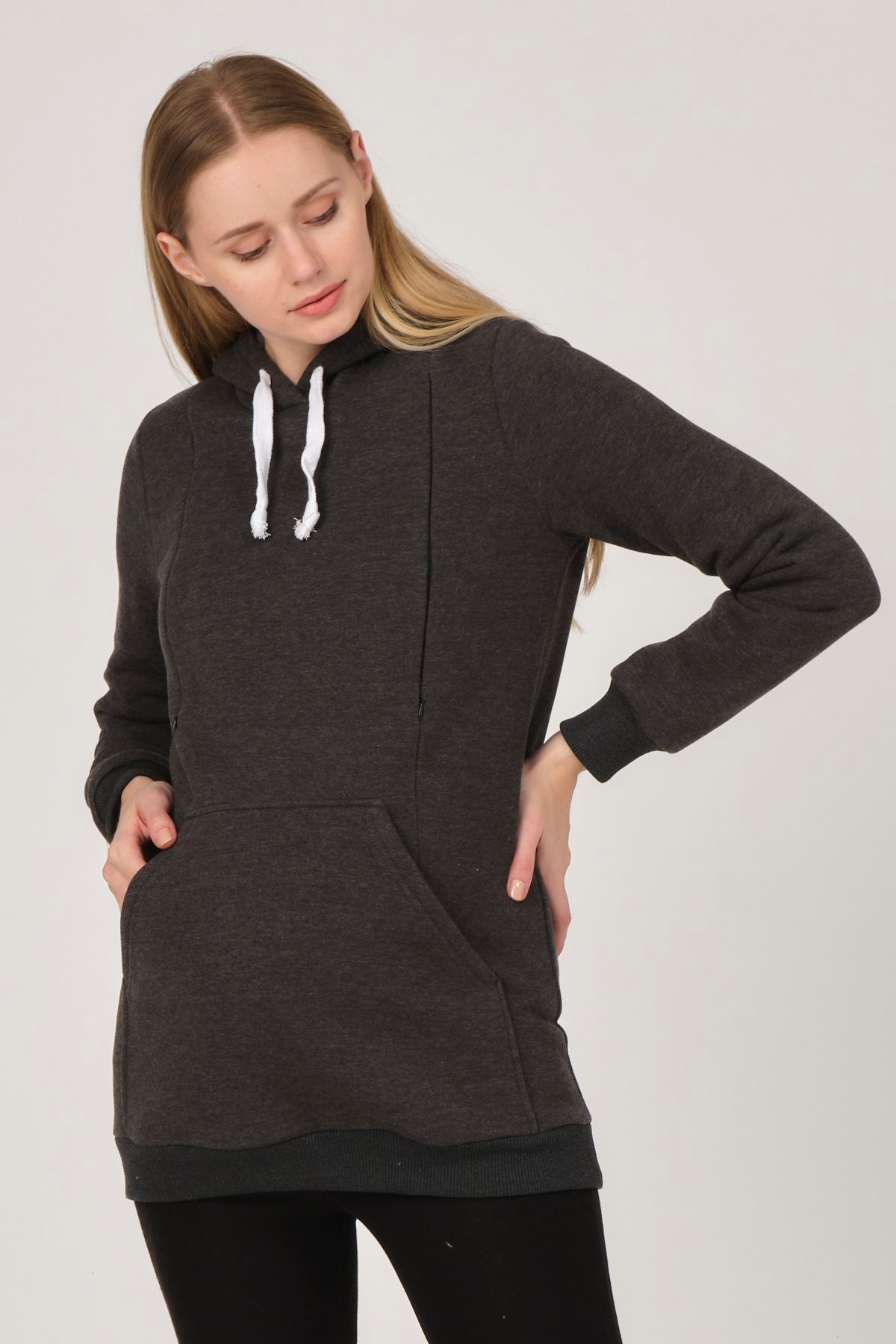 Busa Hamile Polarlı Sweatshirt Antrasit