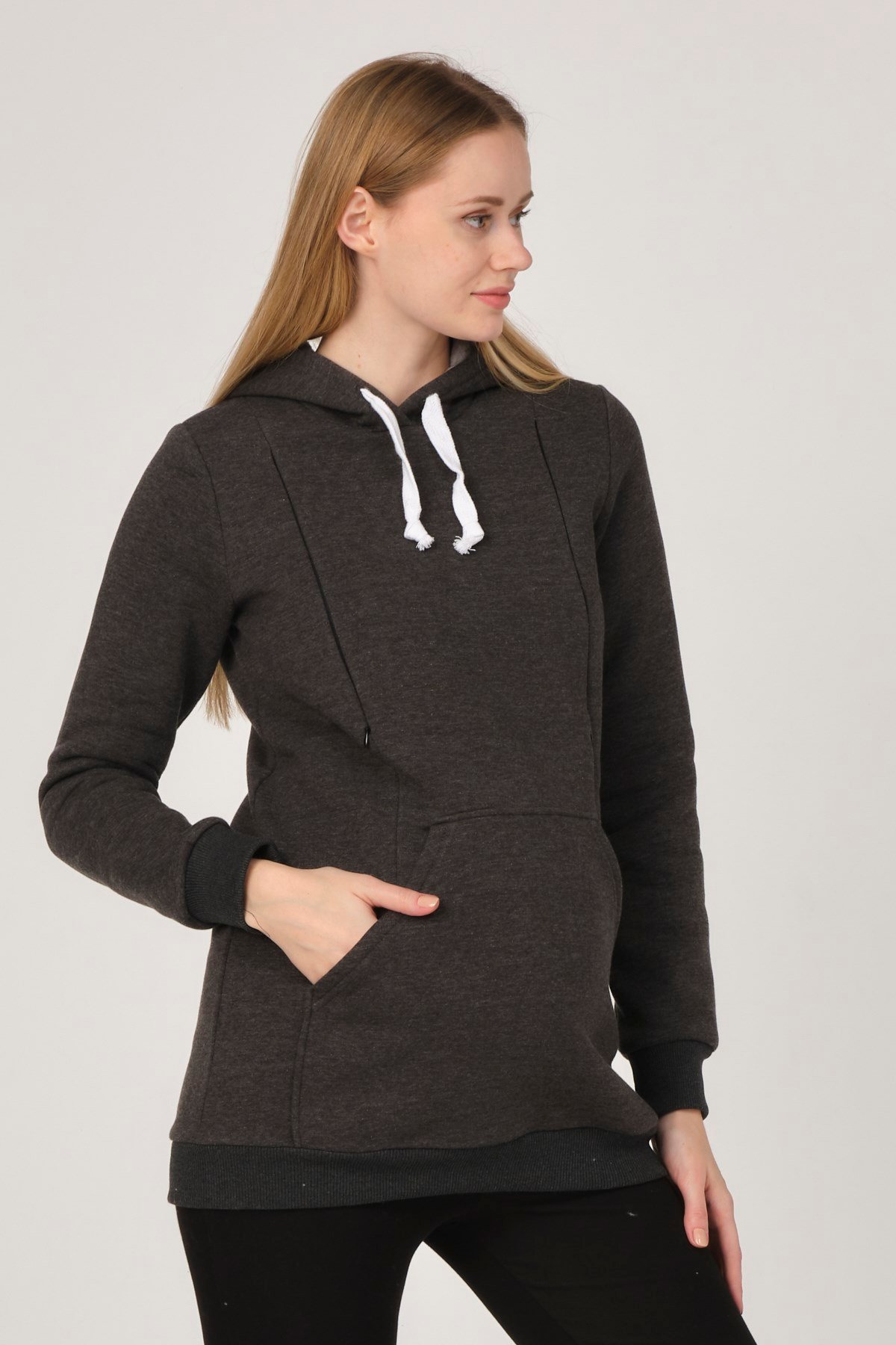 Busa Hamile Polarlı Sweatshirt Antrasit