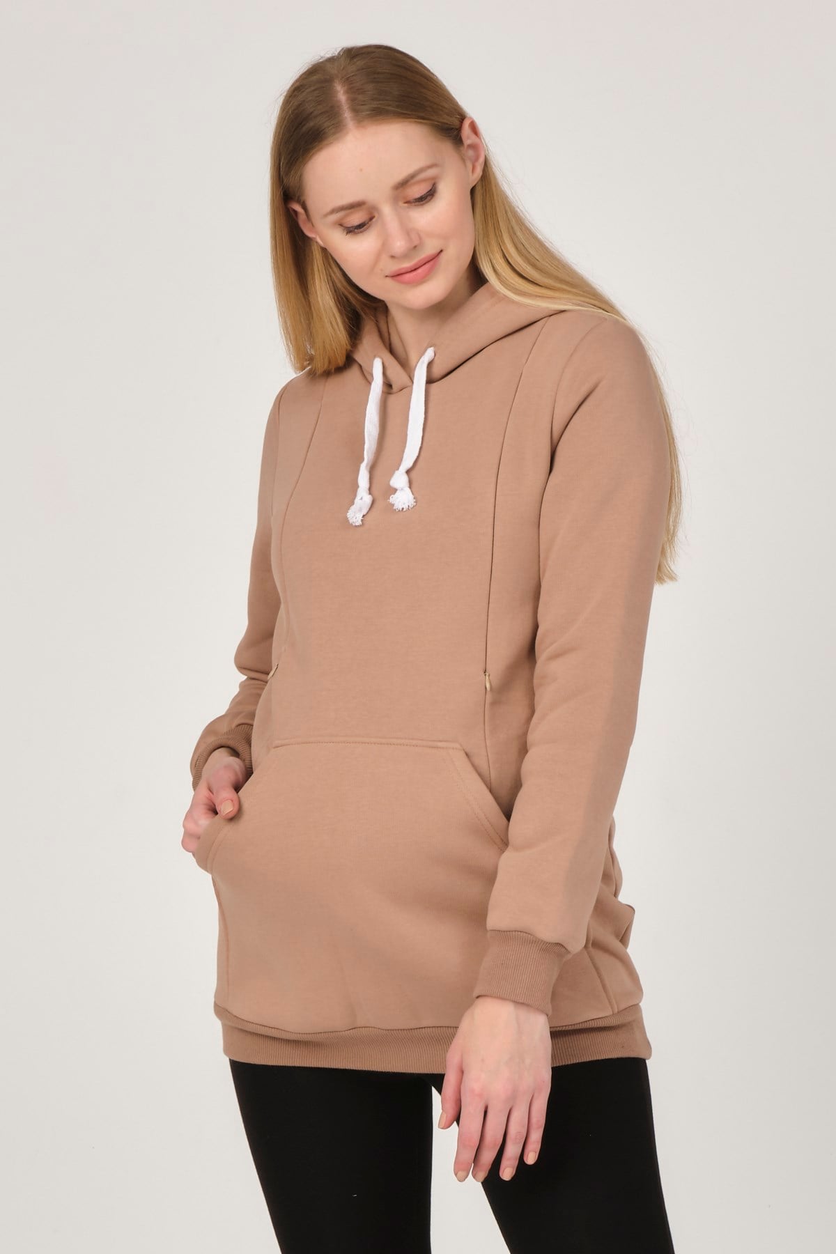Busa Hamile Polarlı Sweatshirt Bej