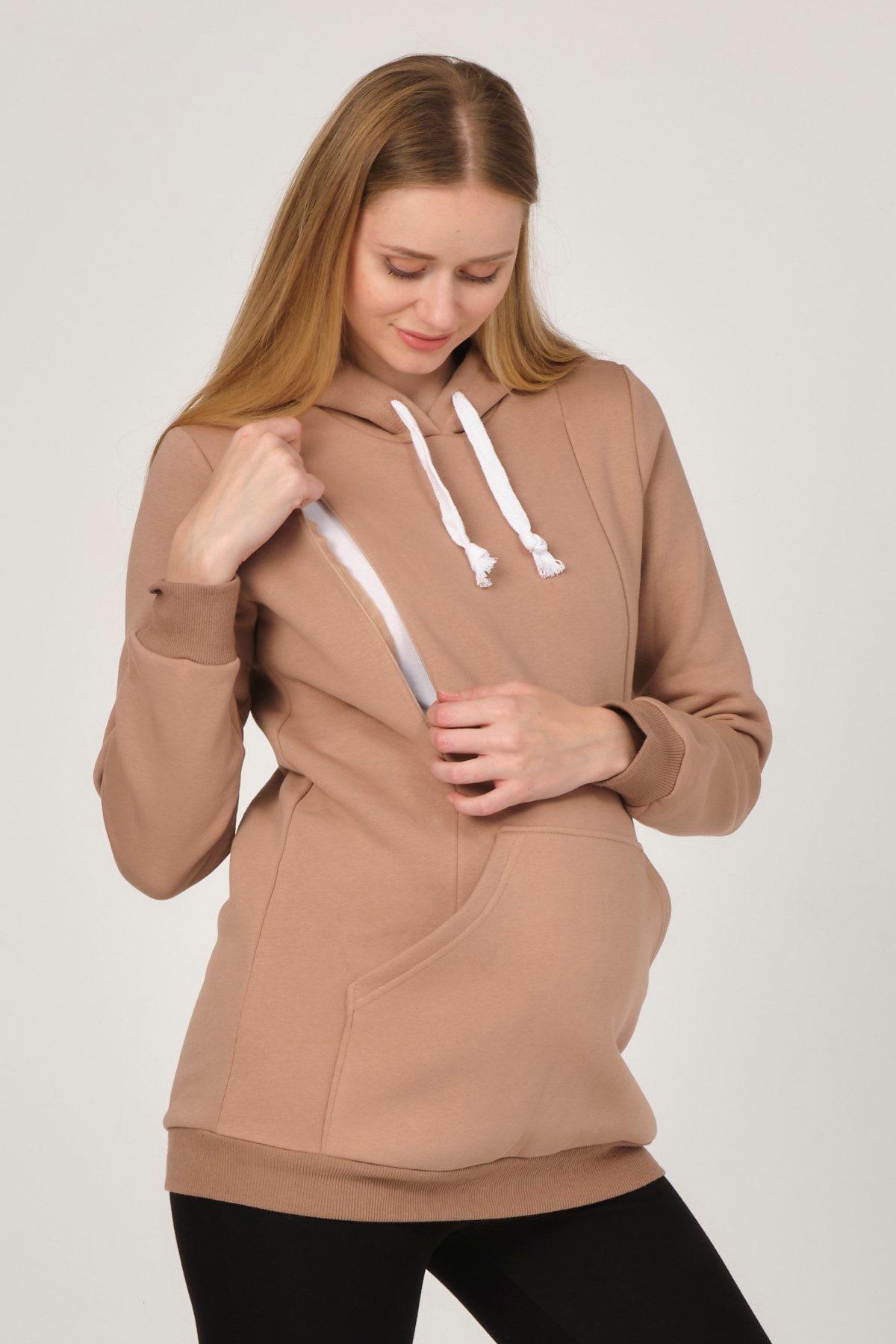 Busa Hamile Polarlı Sweatshirt Bej