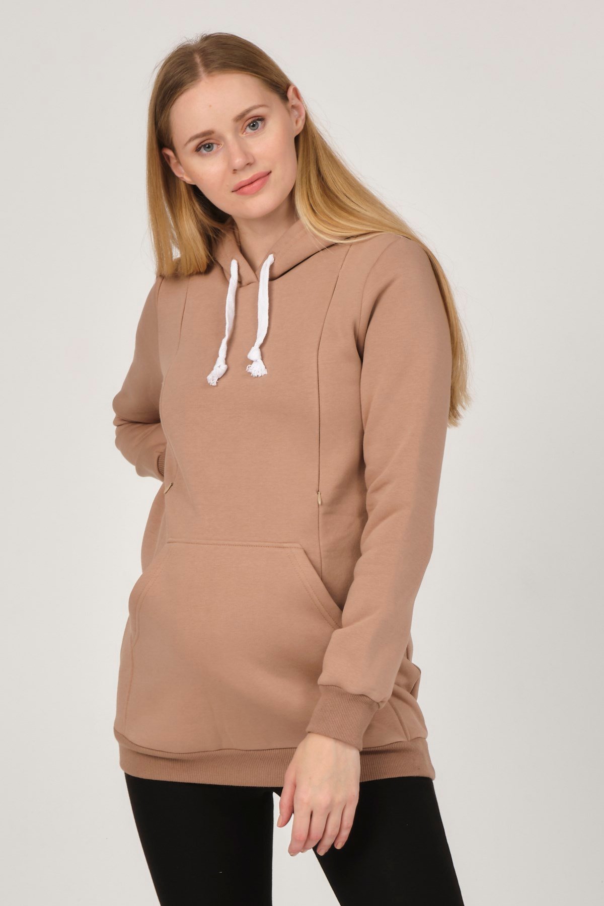 Busa Hamile Polarlı Sweatshirt Bej