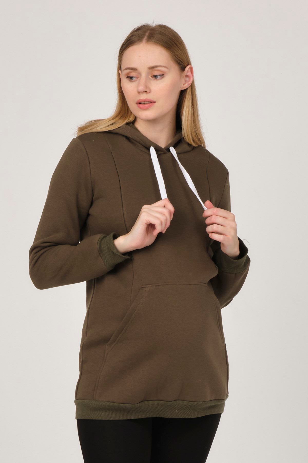 Busa Hamile Polarlı Sweatshirt Haki