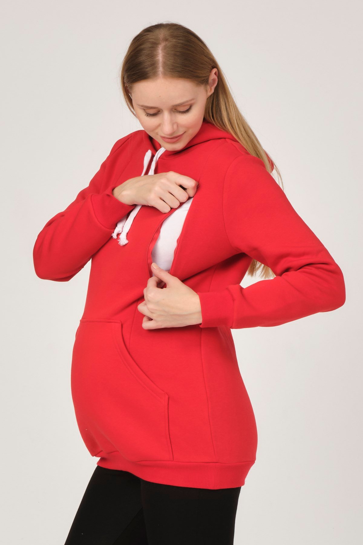Busa Hamile Polarlı Sweatshirt Kırmızı