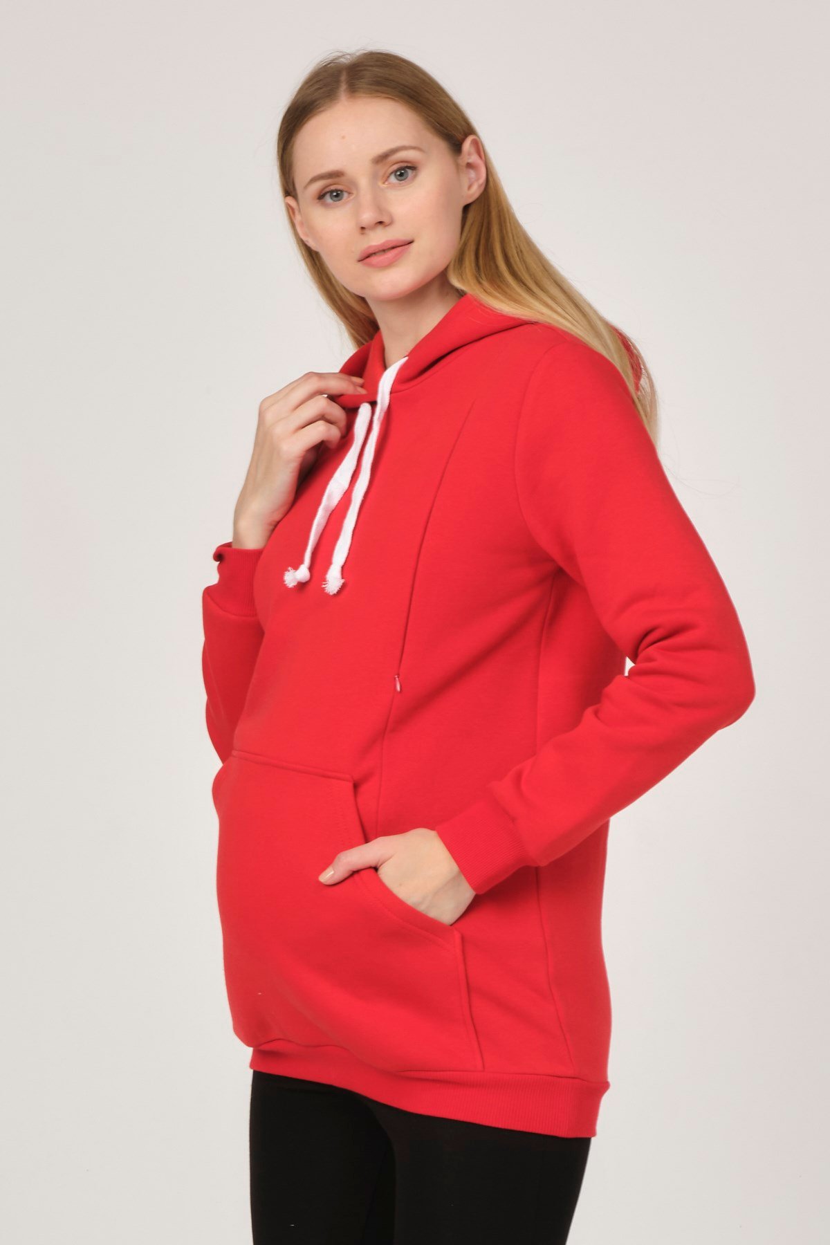 Busa Hamile Polarlı Sweatshirt Kırmızı