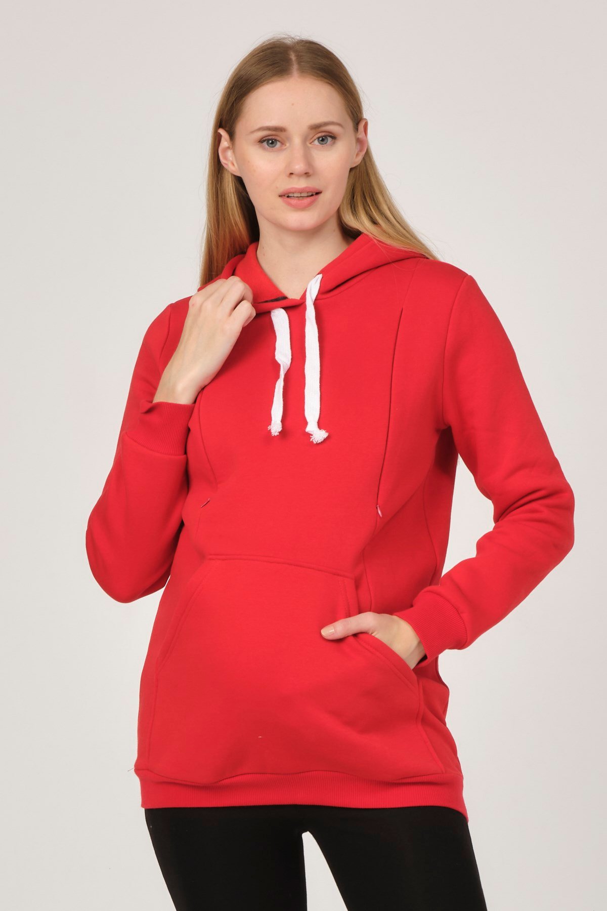 Busa Hamile Polarlı Sweatshirt Kırmızı